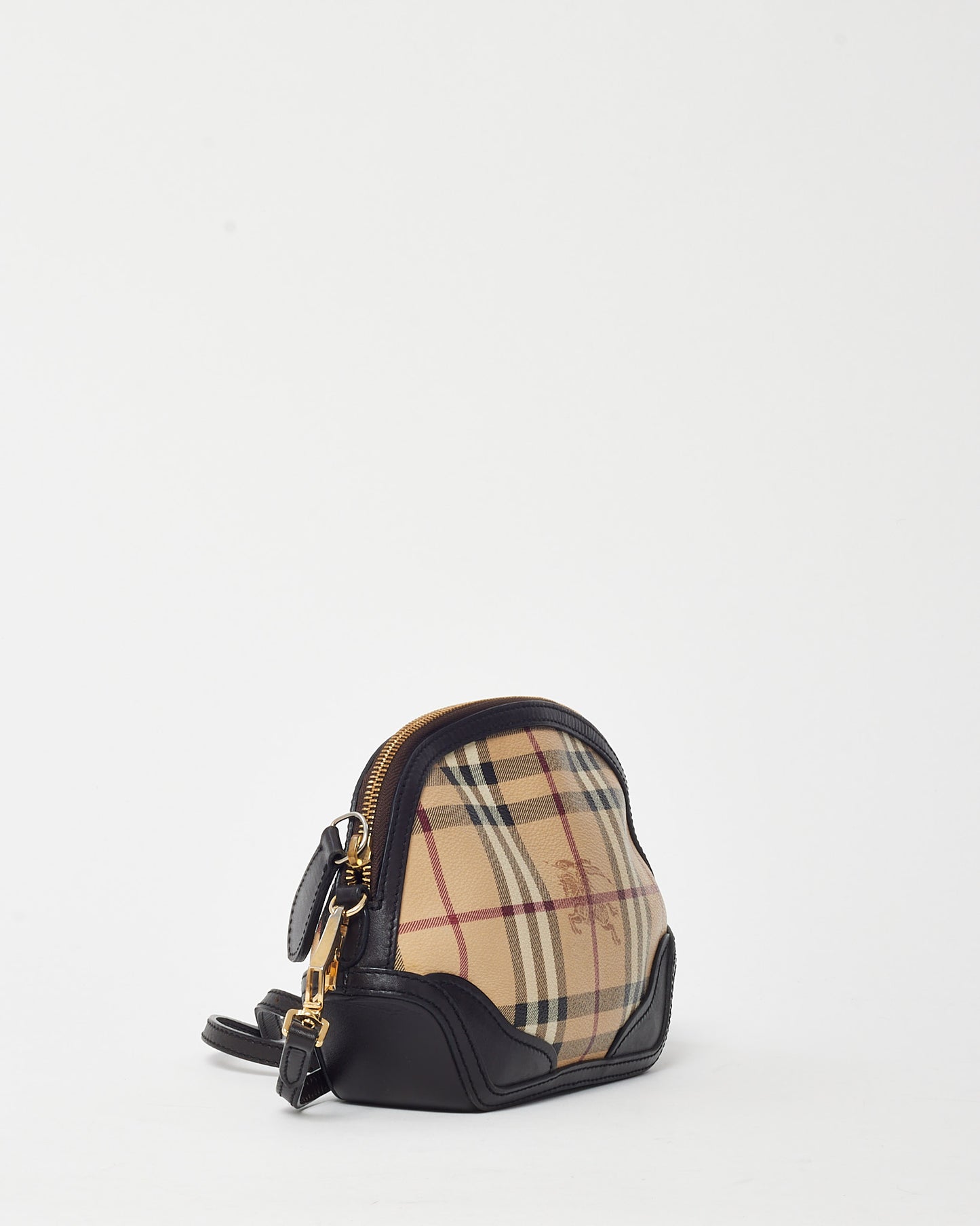 Burberry Brown Leather and Haymarket Check Coated Canvas Orchard Crossbody Bag