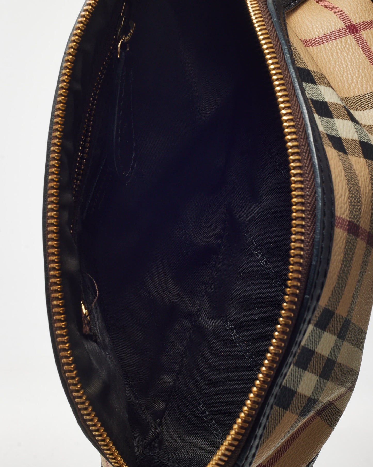 Burberry Brown Leather and Haymarket Check Coated Canvas Orchard Crossbody Bag