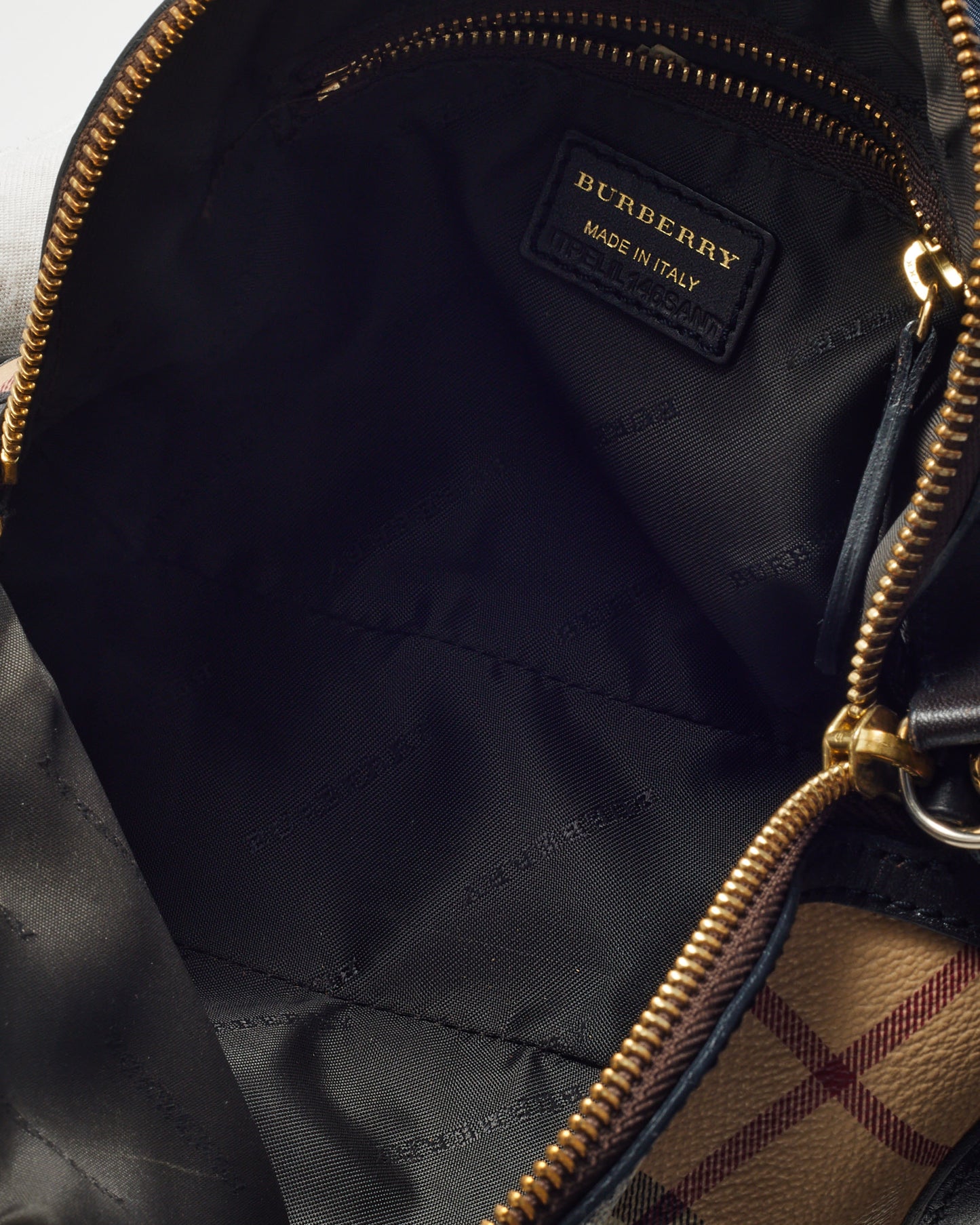 Burberry Brown Leather and Haymarket Check Coated Canvas Orchard Crossbody Bag