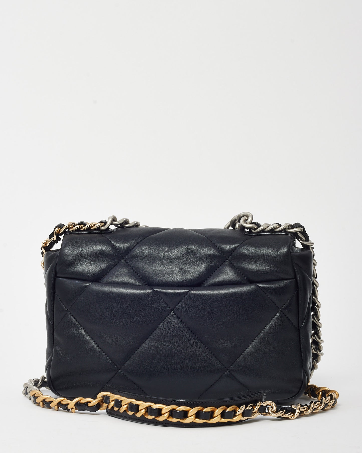 Chanel Black Quilted Lambskin Leather Small 19 SHW Bag