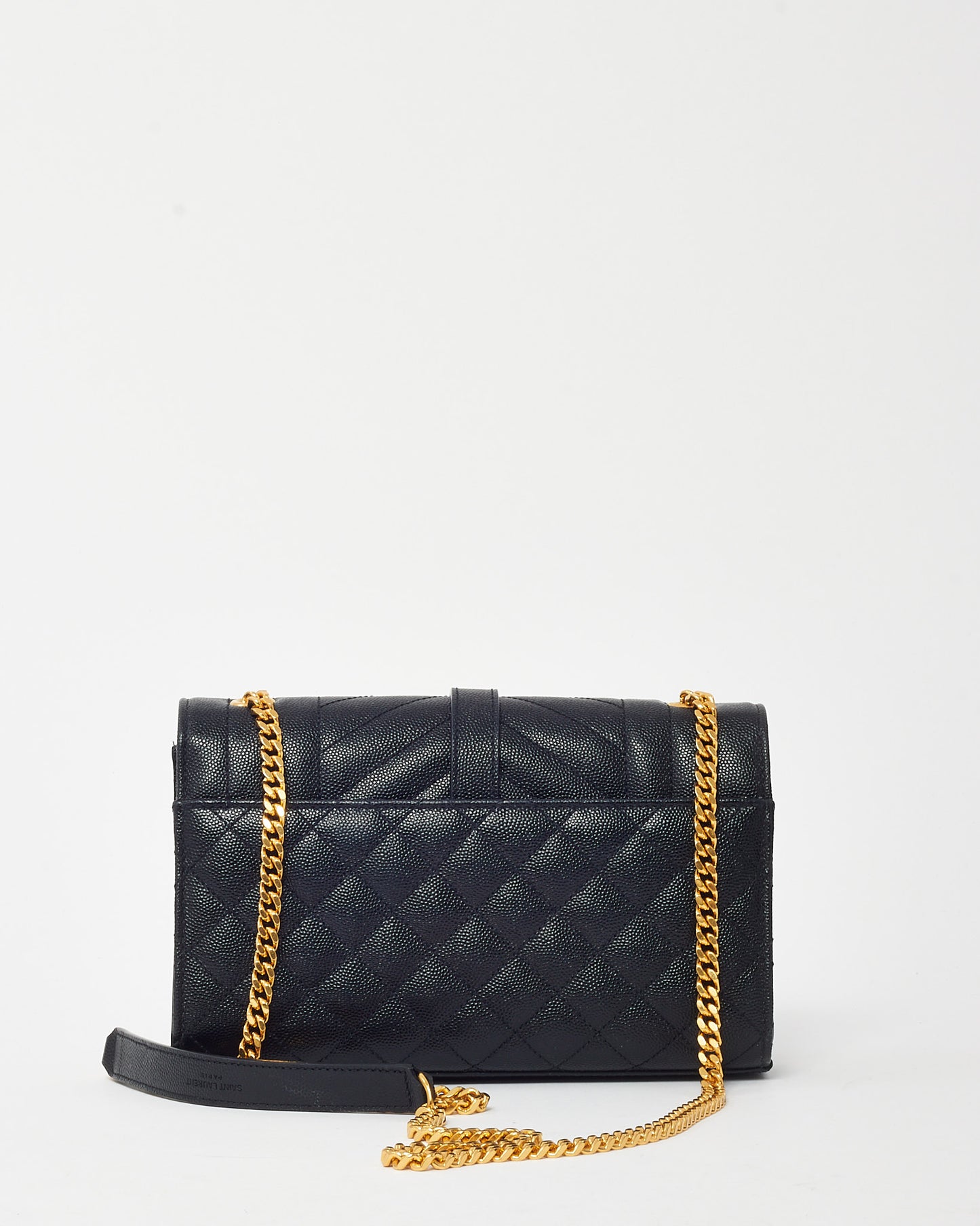 Saint Laurent Black Quilted Grain de Poudre YSL Small Envelope Bag GHW