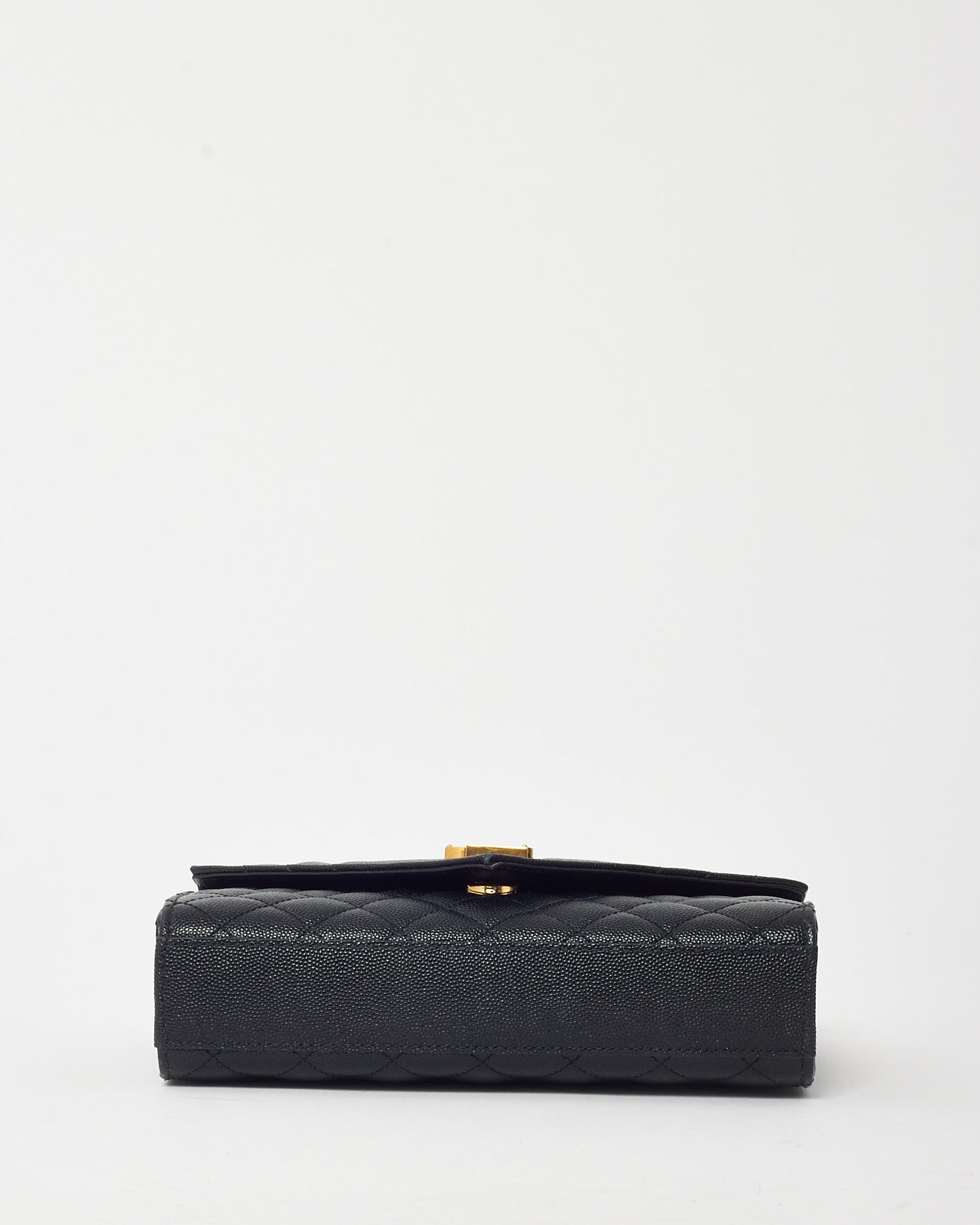 Saint Laurent Black Quilted Grain de Poudre YSL Small Envelope Bag GHW