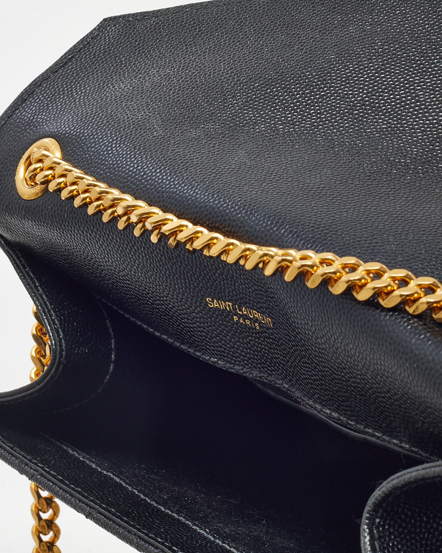 Saint Laurent Black Quilted Grain de Poudre YSL Small Envelope Bag GHW