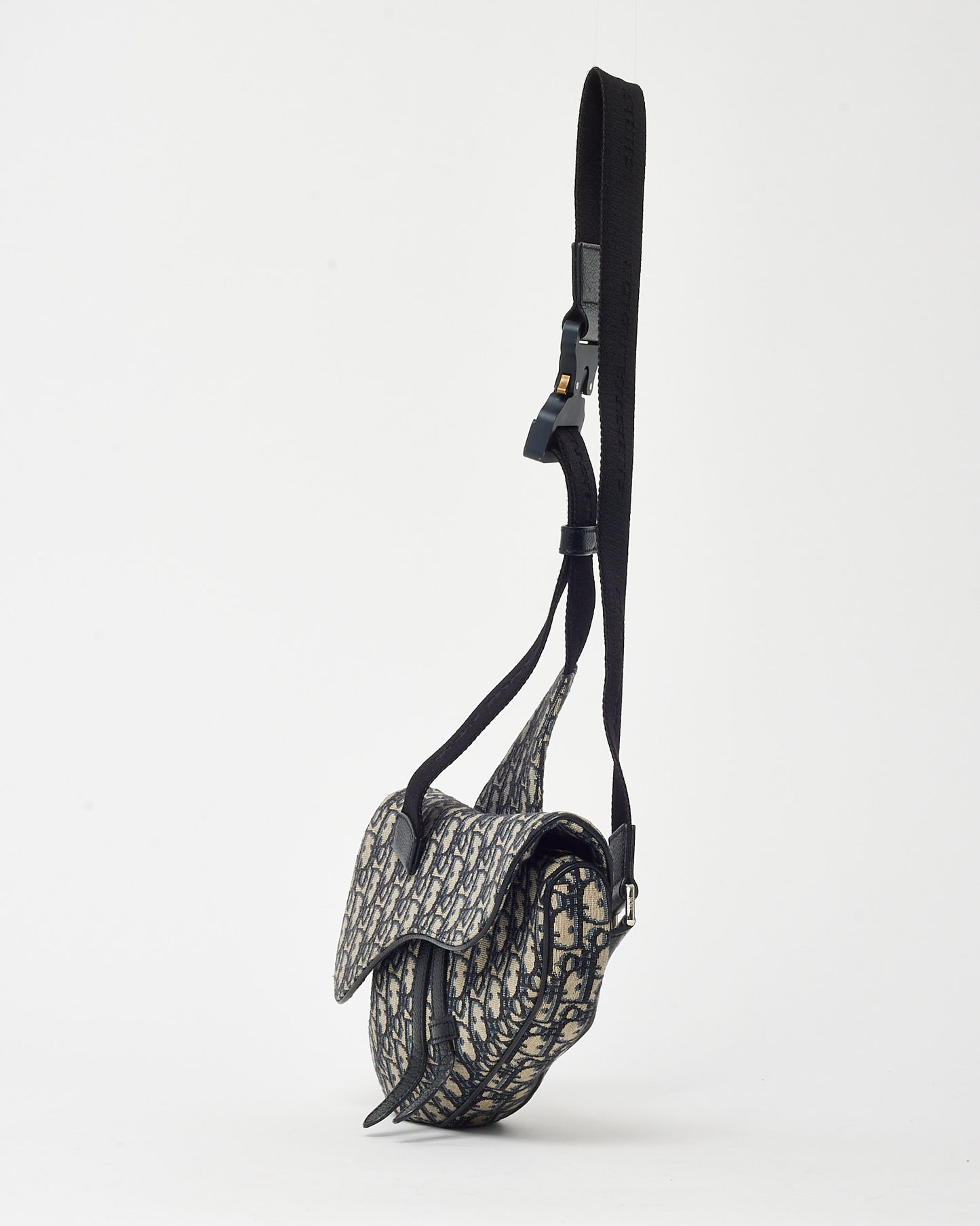 Dior Men's Beige and Black Dior Navy Oblique Jacquard Canvas Saddle Bag
