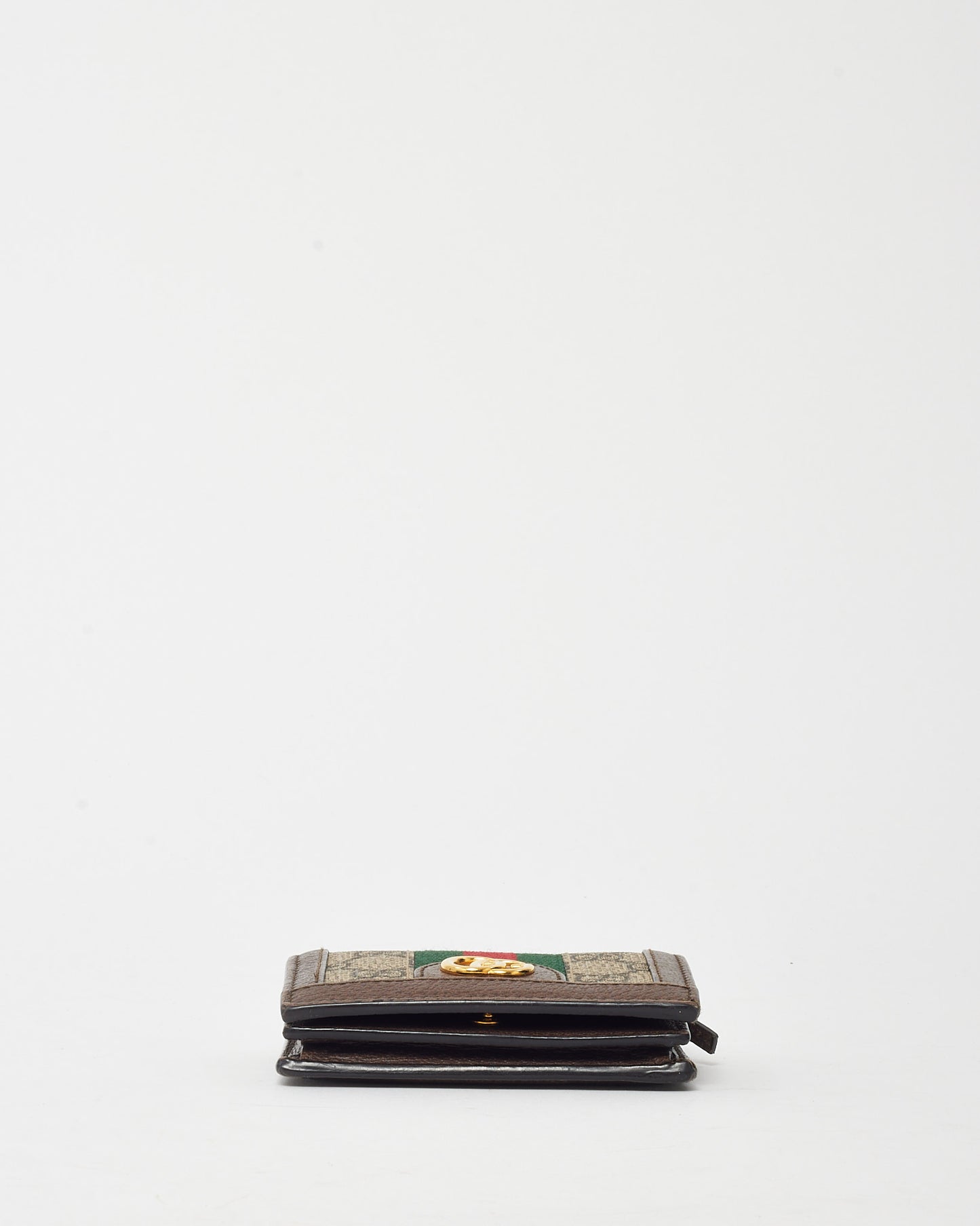 Gucci Brown and Beige GG Monogram Supreme Canvas Ophidia Card Case Wallet