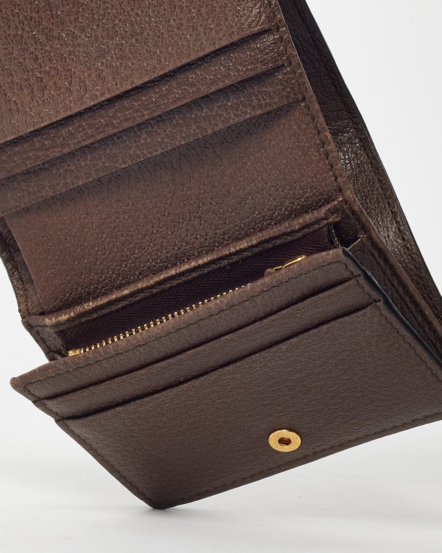 Gucci Brown and Beige GG Monogram Supreme Canvas Ophidia Card Case Wallet