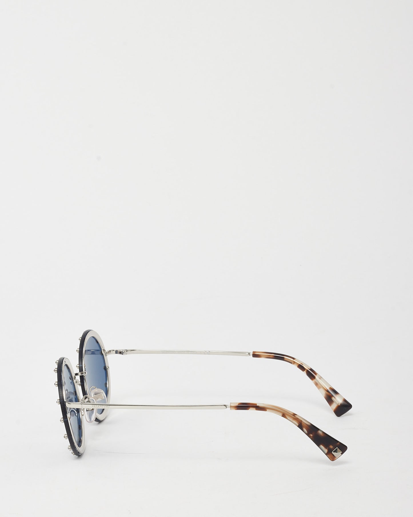 Valentino Black/Blue Lens Rhinestone Crystal Embellished Round Sunglasses VA2010/B