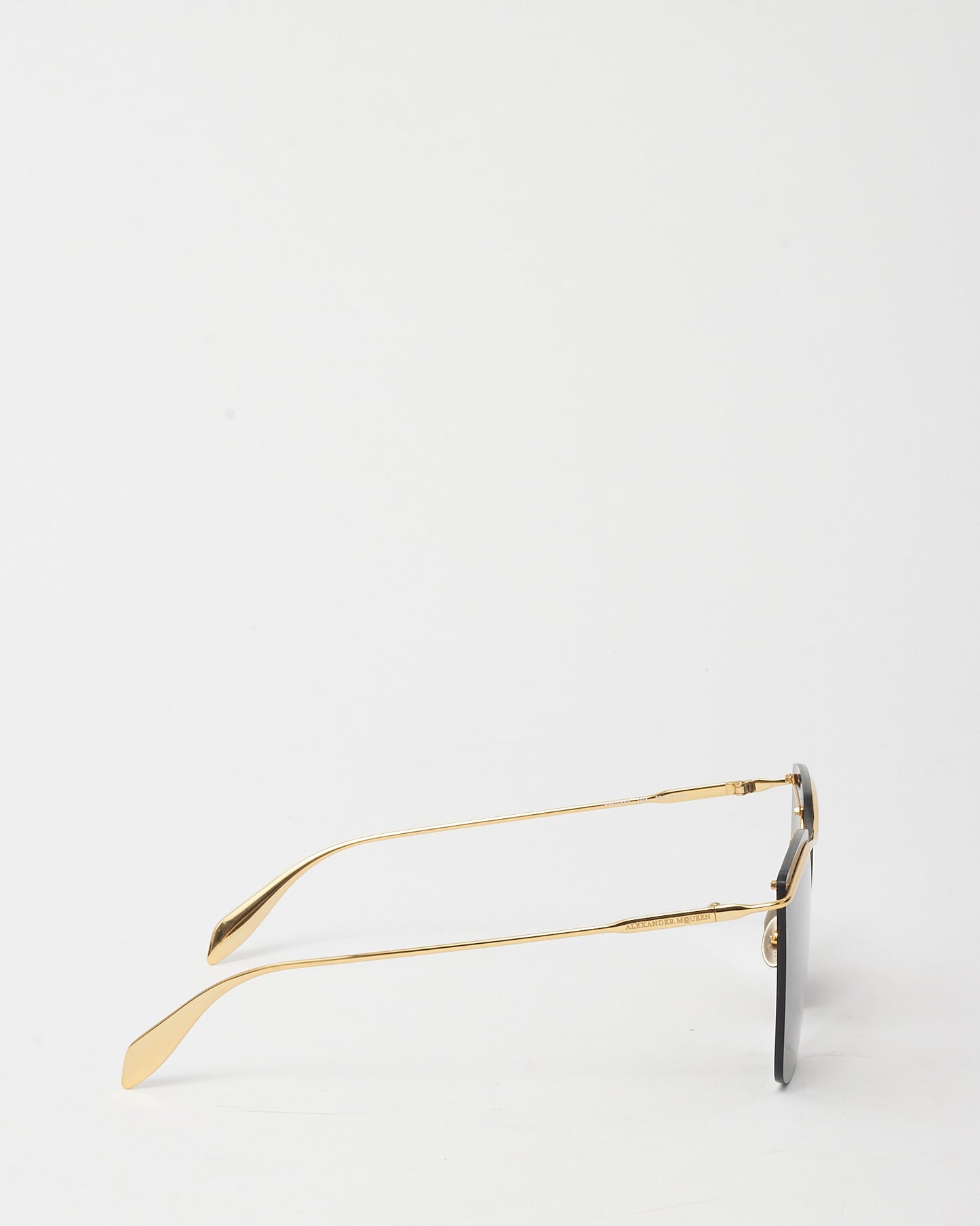 Alexander McQueen Black and Gold Edge AM0144S Square Sunglasses