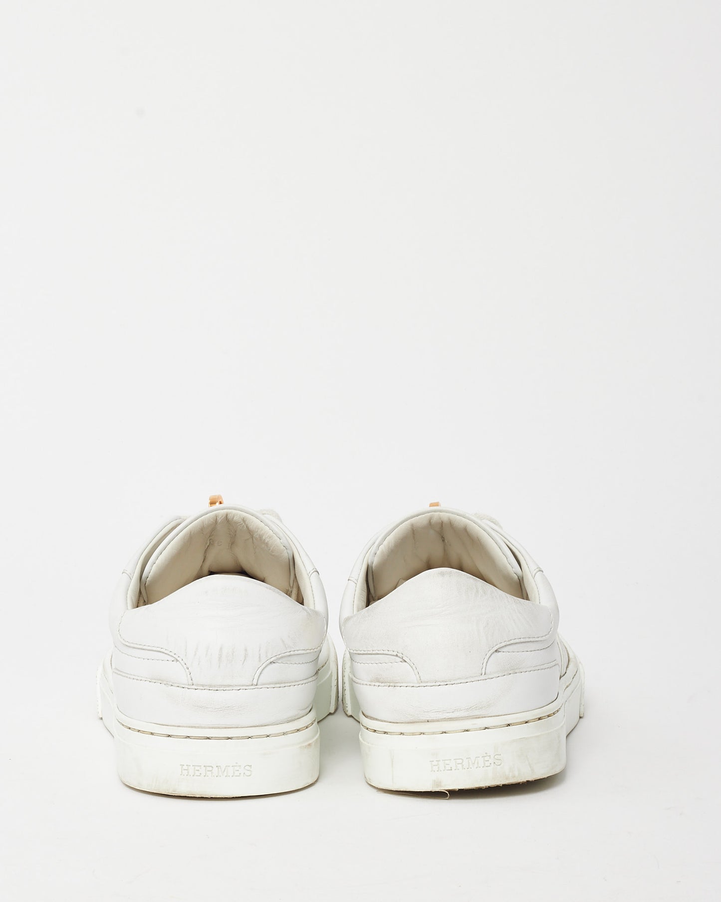 Hermès White Leather RGHW Kelly Buckle Day Sneakers - 36