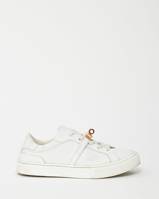 Hermès White Leather RGHW Kelly Buckle Day Sneakers - 36