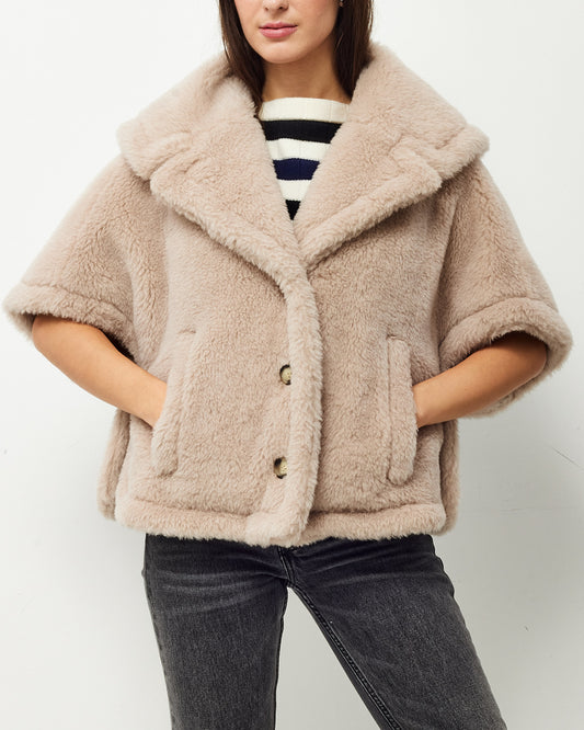 Max Mara Beige/Pink Teddy Short-Sleeve Cropped Jacket/Cape - S/M
