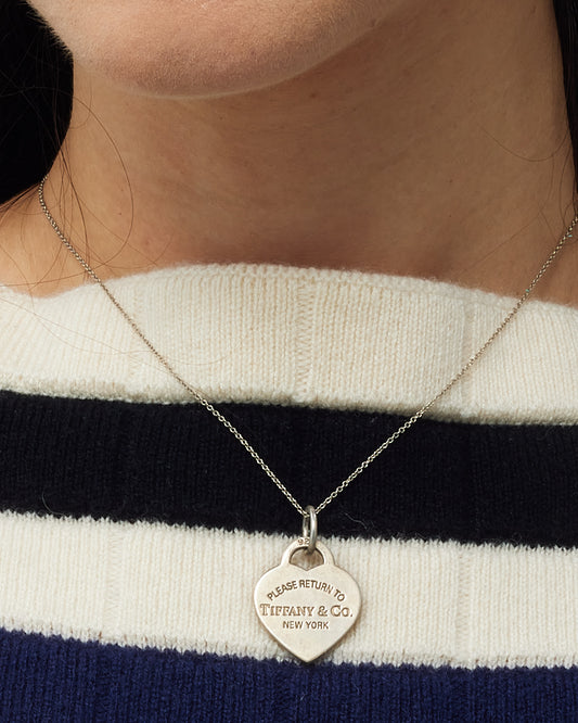 Tiffany & Co. 925 Sterling Silver Return to Tiffany Medium Heart Tag Pendant