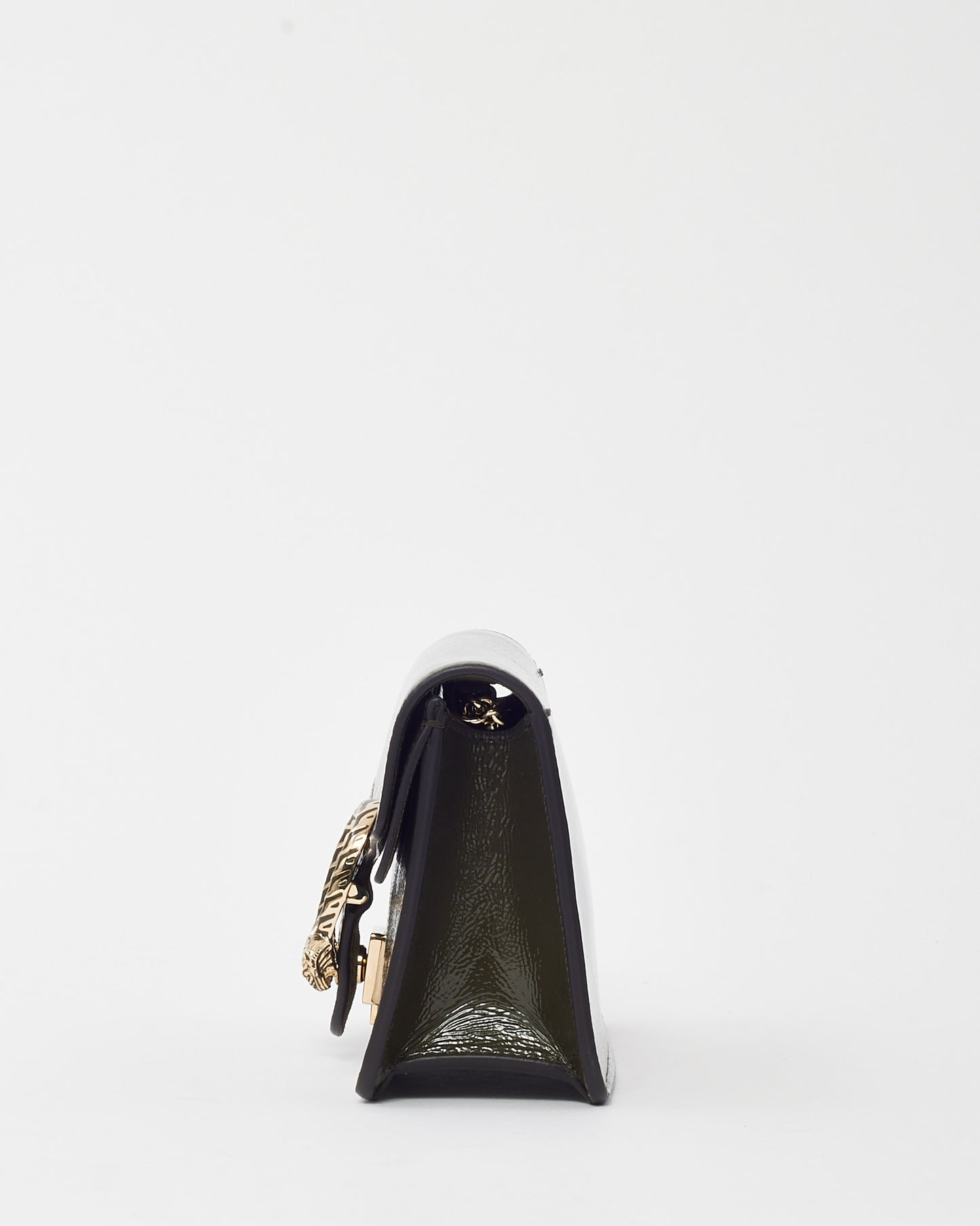 Gucci Khaki Crinkled Patent Leather Super Mini Dionysus Bag SHW