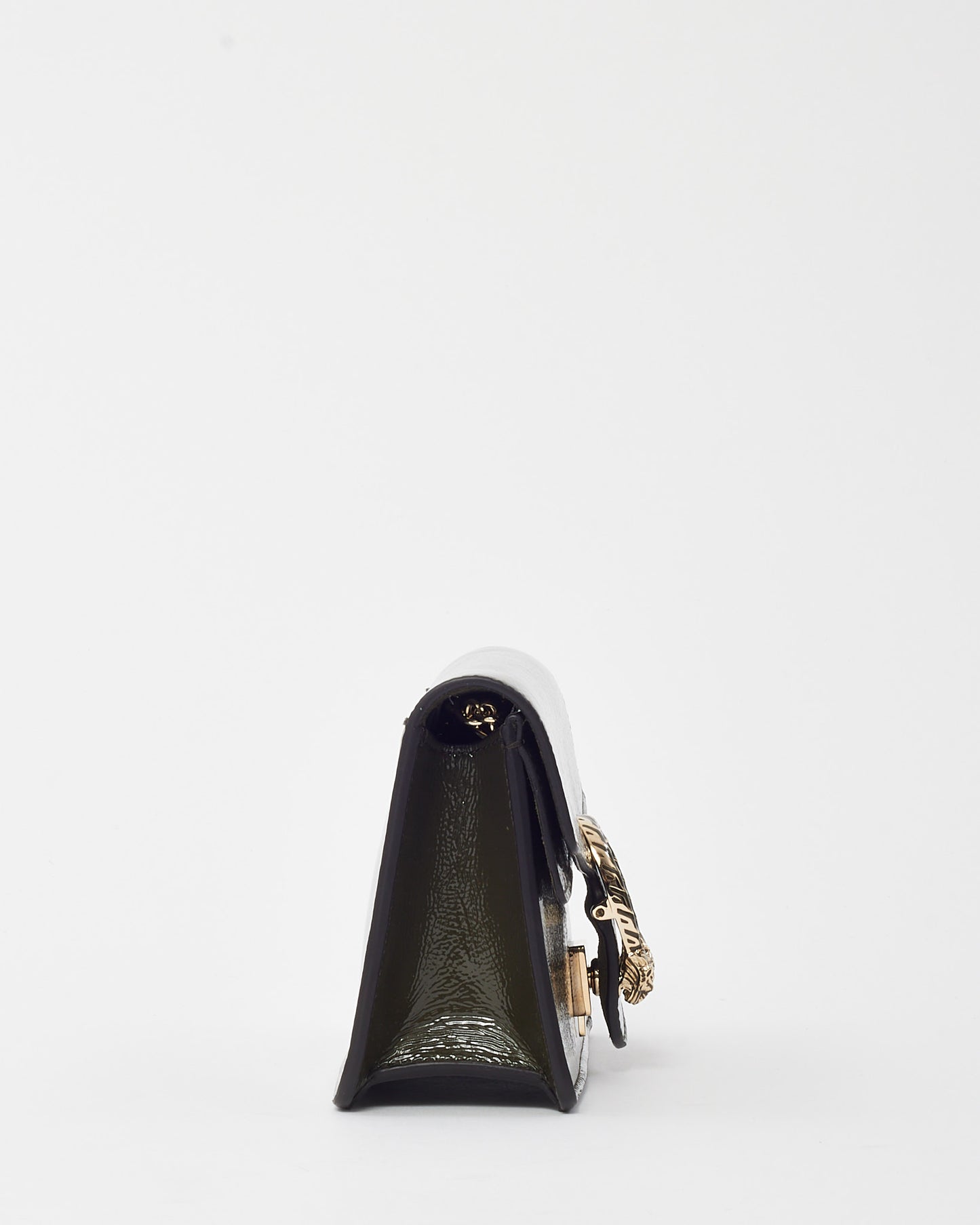 Gucci Khaki Crinkled Patent Leather Super Mini Dionysus Bag SHW