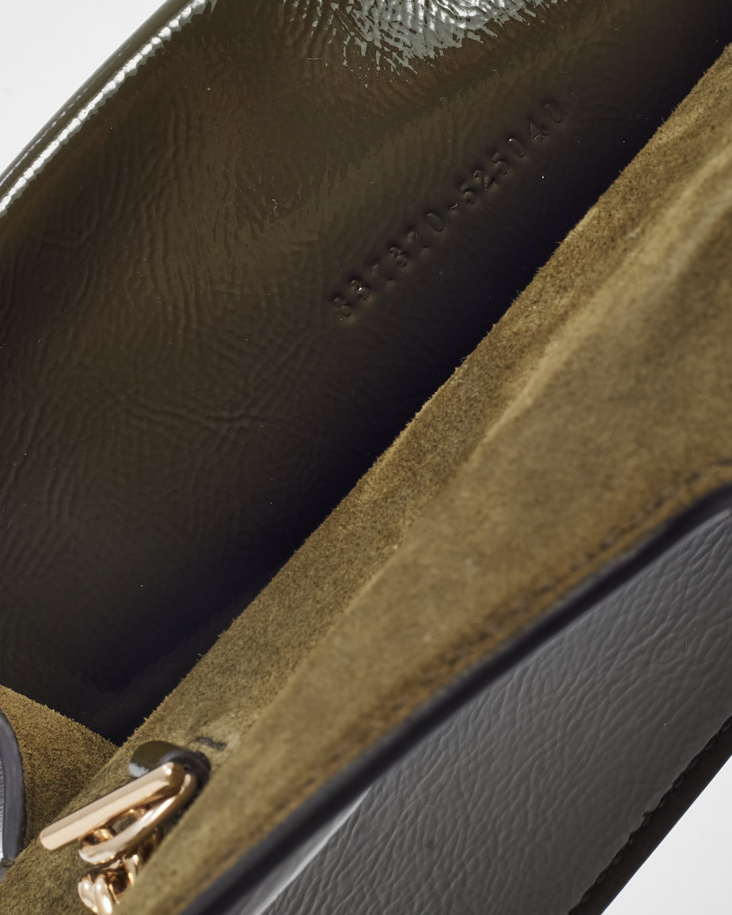 Gucci Khaki Crinkled Patent Leather Super Mini Dionysus Bag SHW