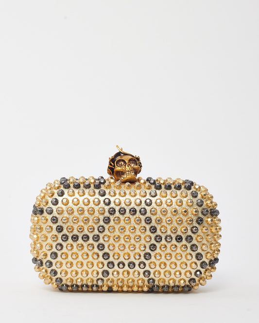 Alexander McQueen Gold Honeycomb Bee Punk Skull Studded Box Clutch