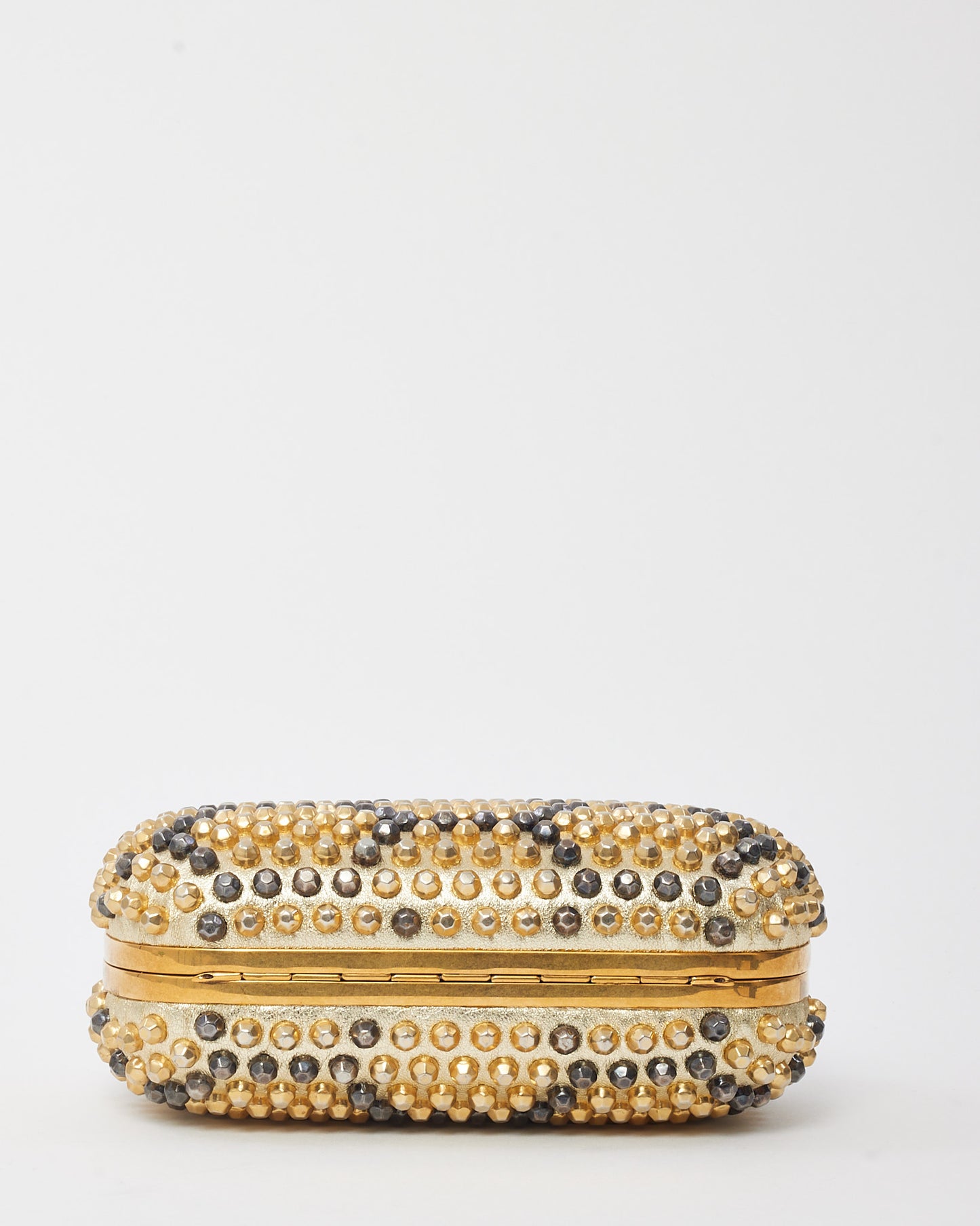 Alexander McQueen Gold Honeycomb Bee Punk Skull Studded Box Clutch