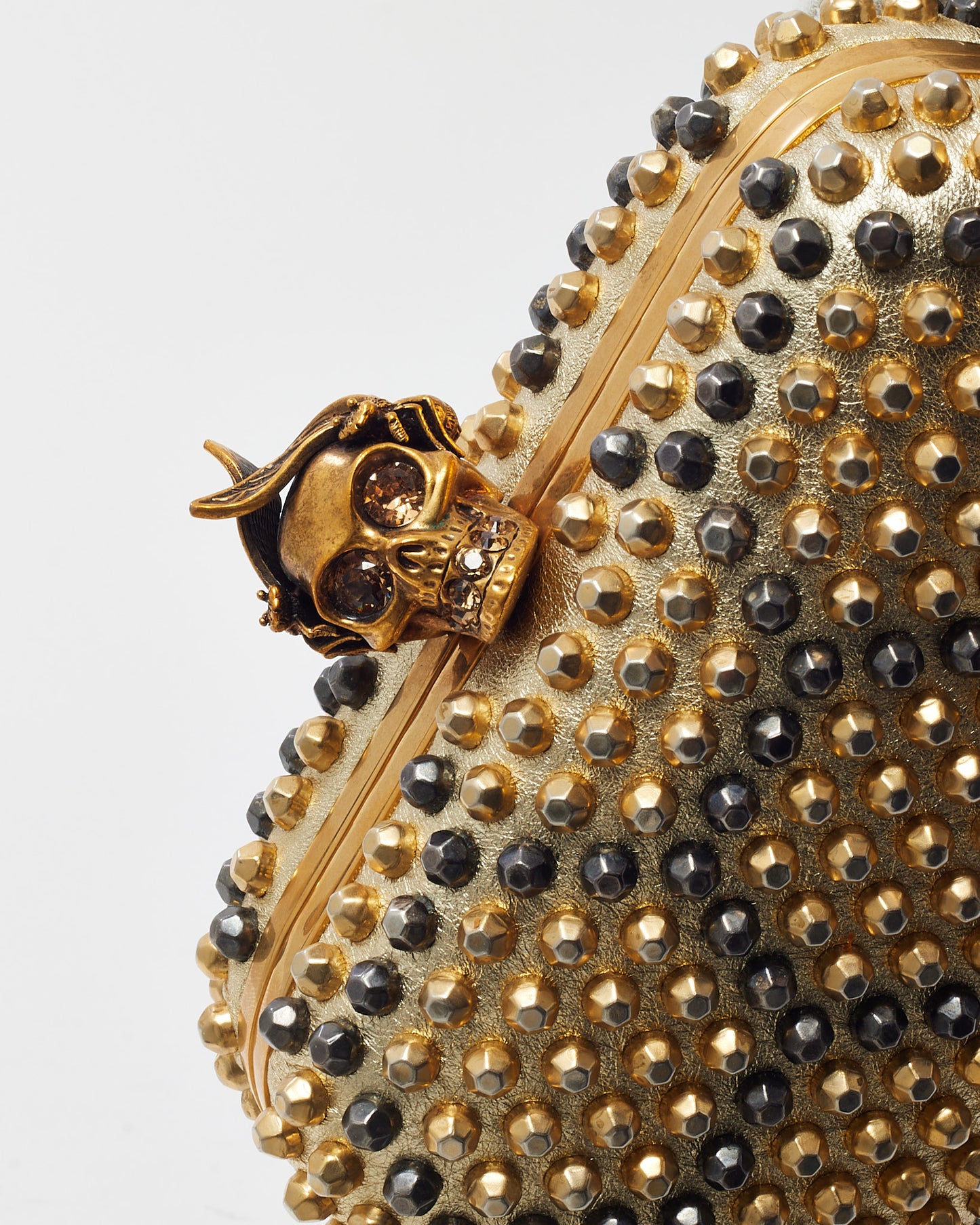 Alexander McQueen Gold Honeycomb Bee Punk Skull Studded Box Clutch