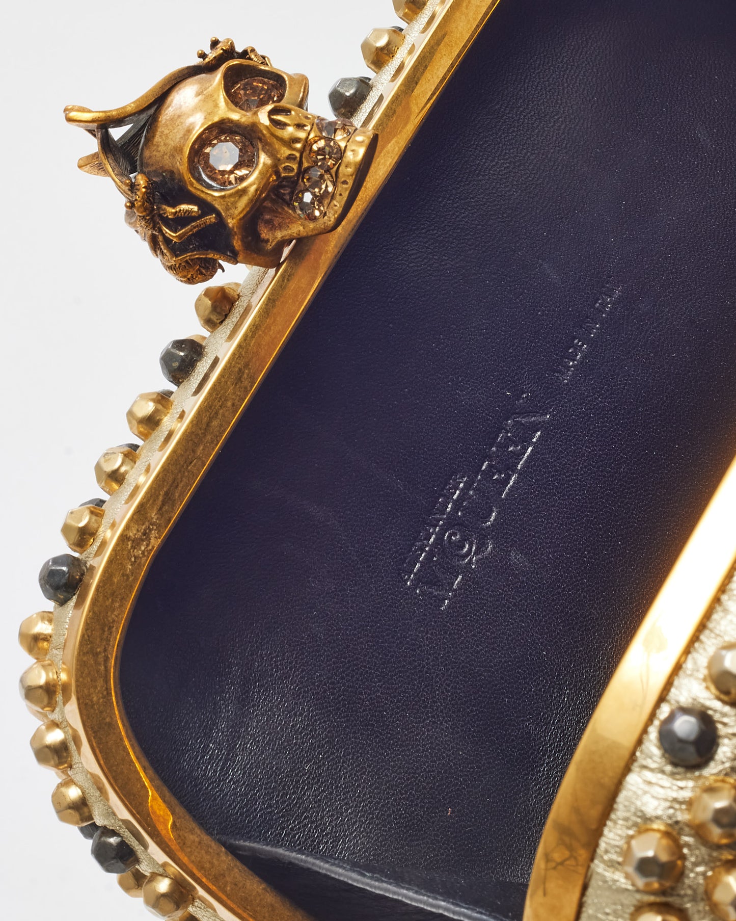 Alexander McQueen Gold Honeycomb Bee Punk Skull Studded Box Clutch