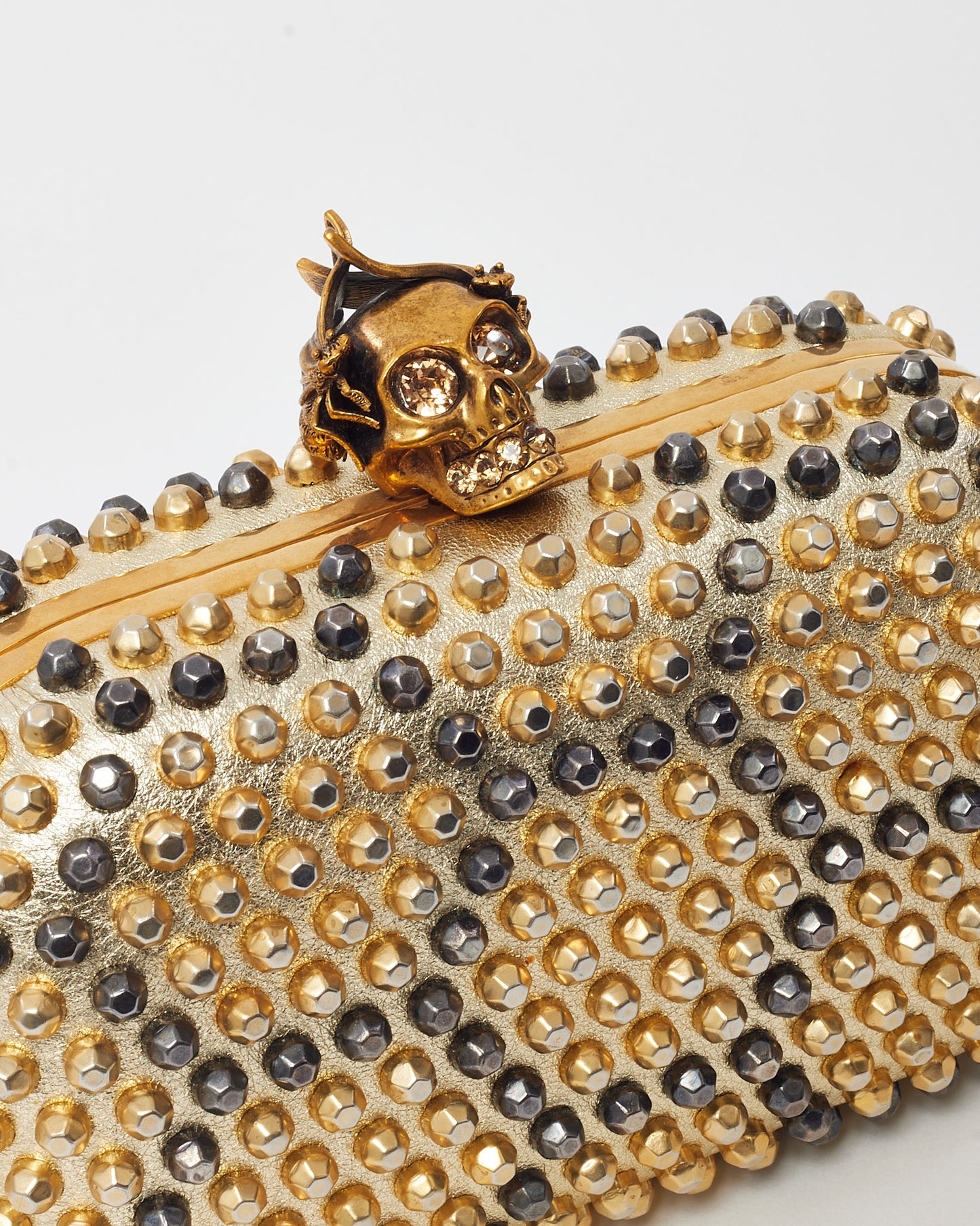 Alexander McQueen Gold Honeycomb Bee Punk Skull Studded Box Clutch