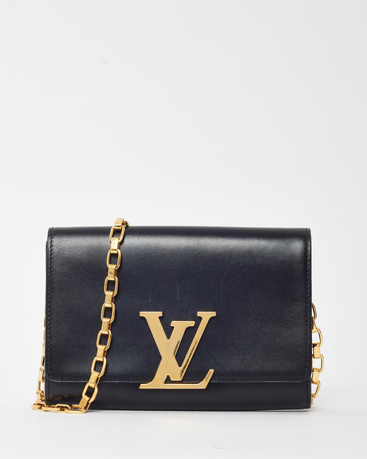 Louis Vuitton Black Calfskin Leather Louise Lockme Chain Shoulder Bag MM