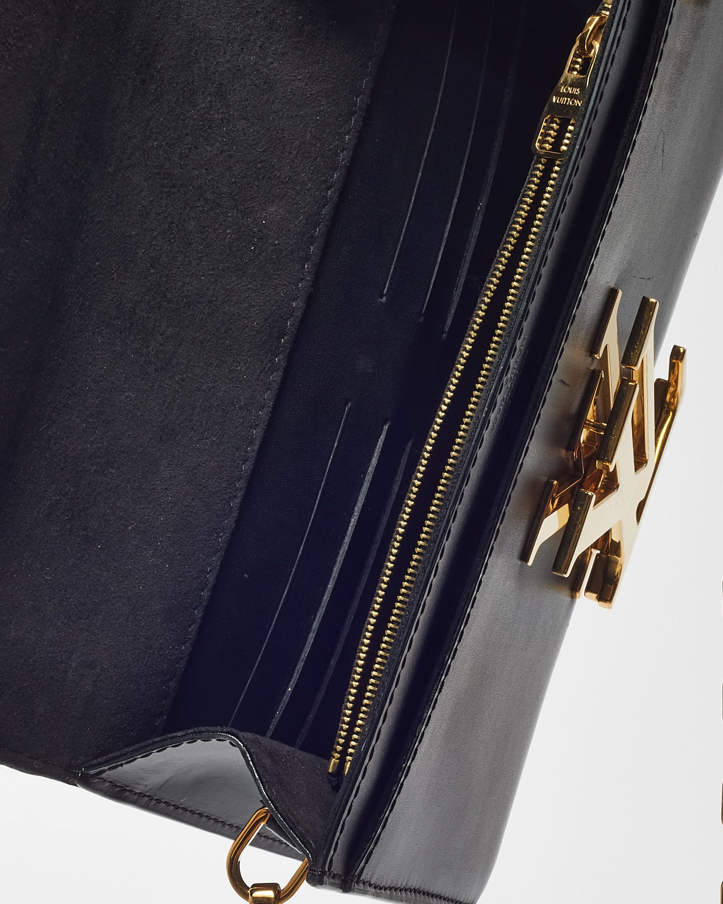 Louis Vuitton Black Calfskin Leather Louise Lockme Chain Shoulder Bag MM