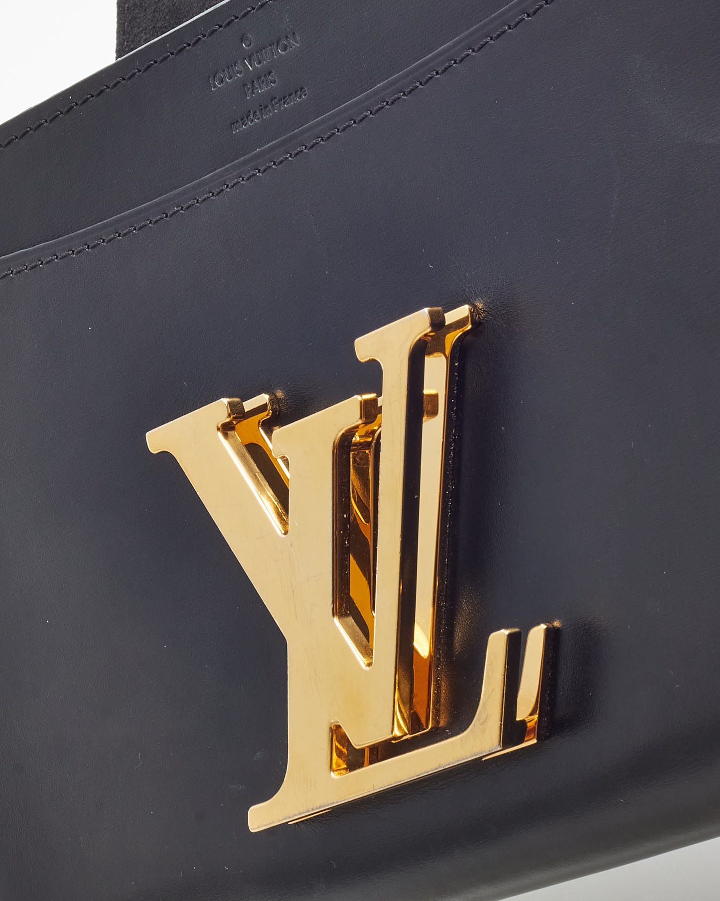 Louis Vuitton Black Calfskin Leather Louise Lockme Chain Shoulder Bag MM