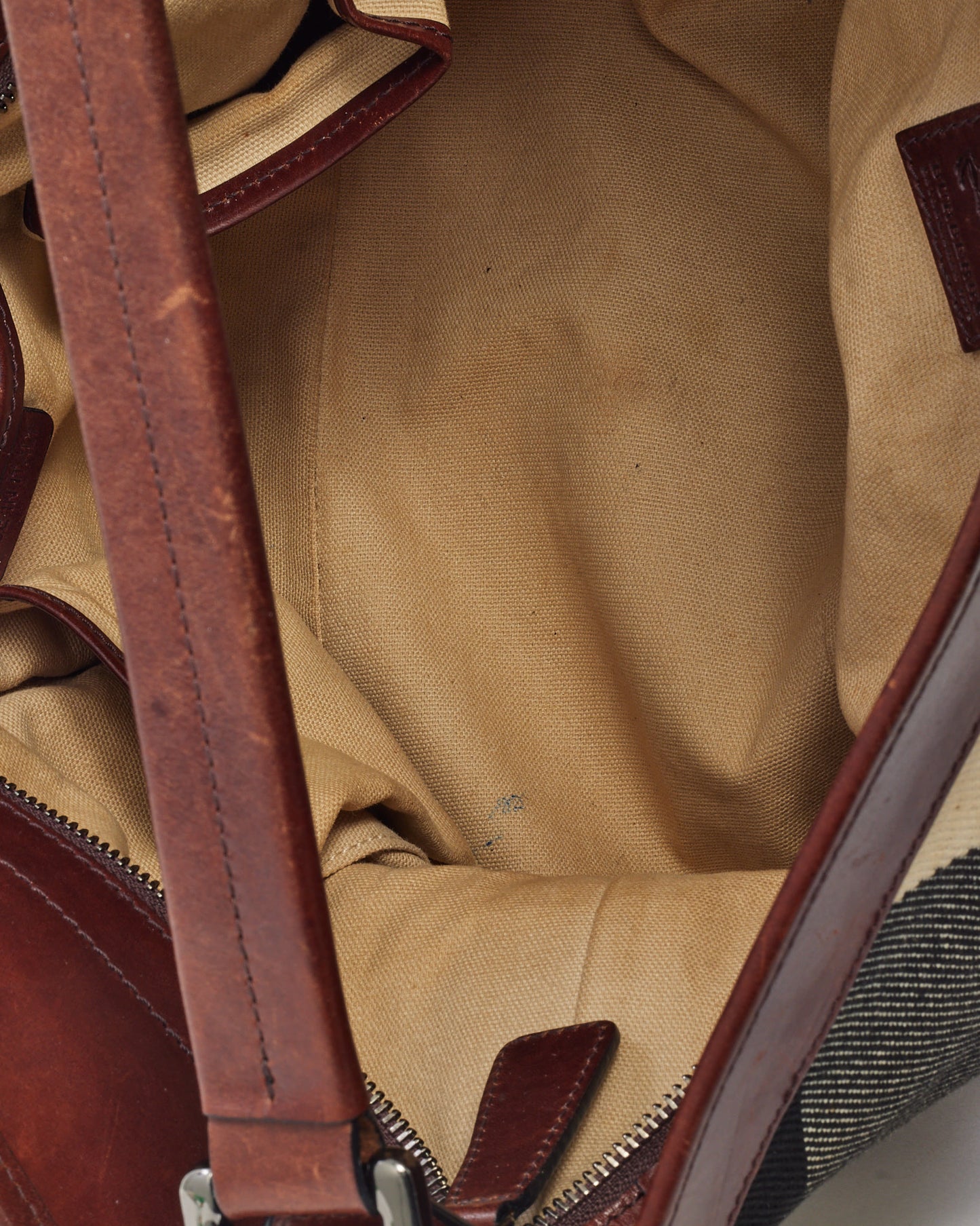 Burberry Brown Leather and Black/White Mega Nova Check Canvas Hobo Shoulder Bag