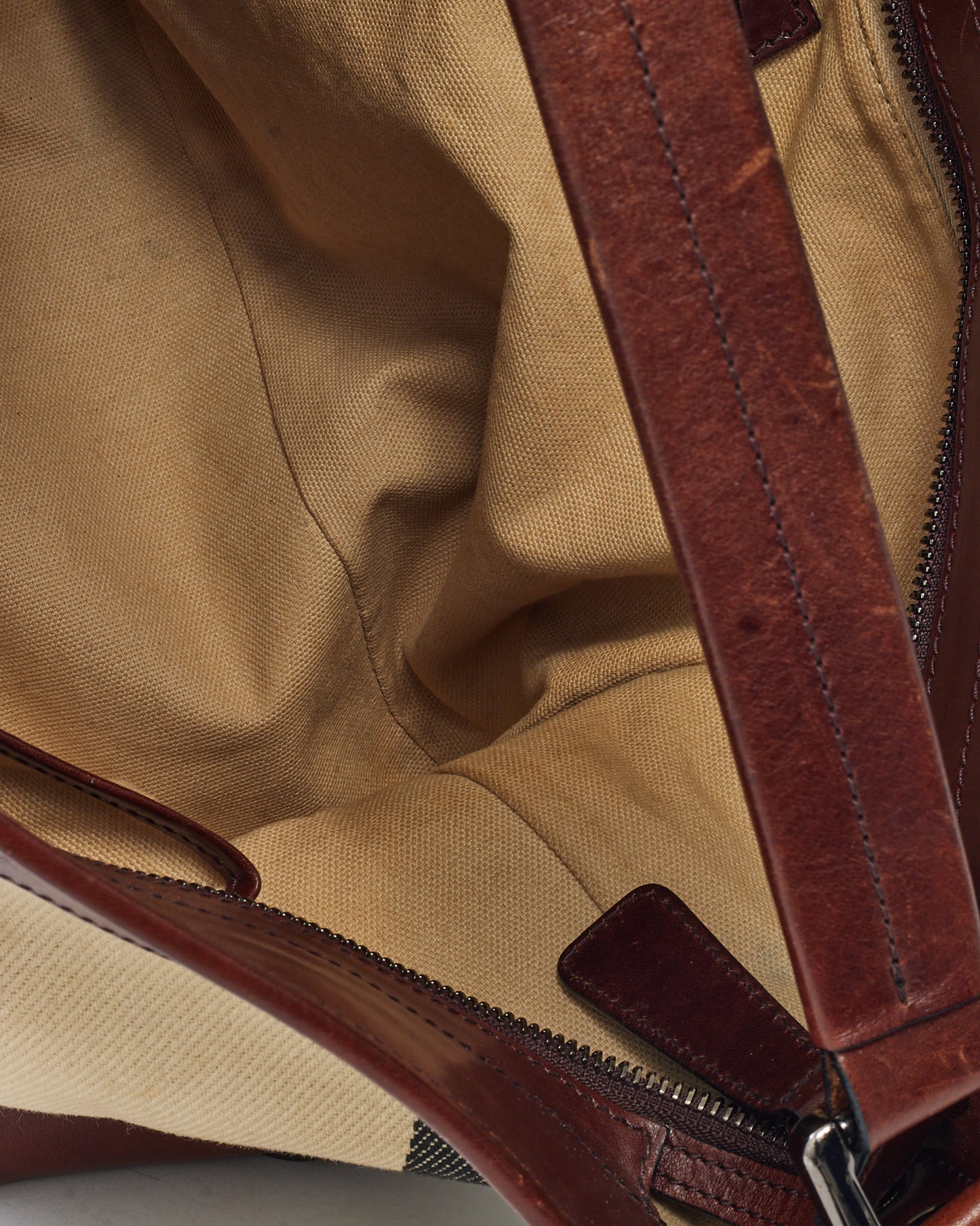 Burberry Brown Leather and Black/White Mega Nova Check Canvas Hobo Shoulder Bag