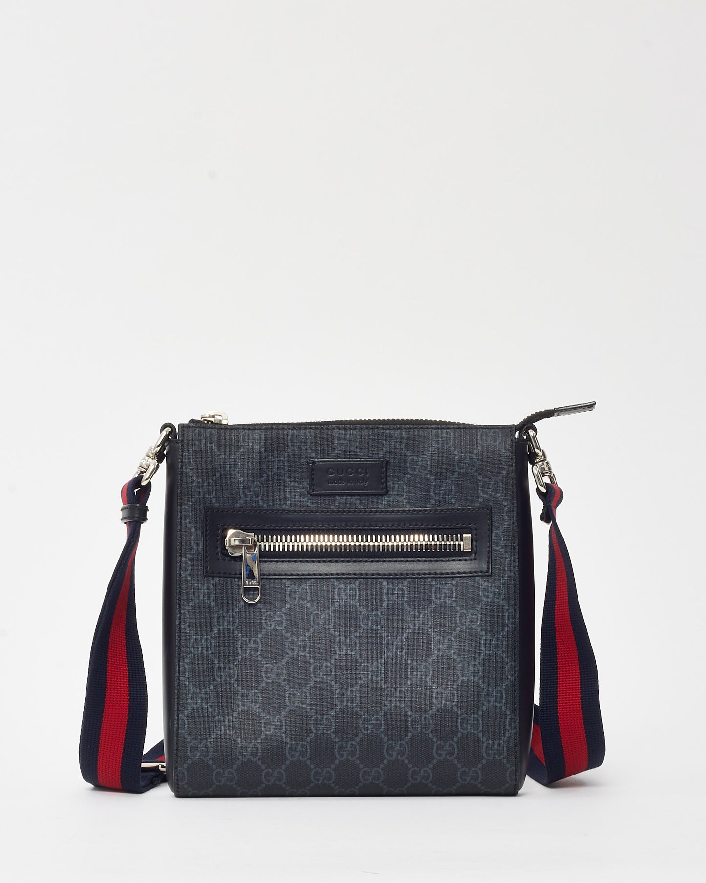 Gucci Black Monogram GG Supreme Canvas Small Messenger Bag