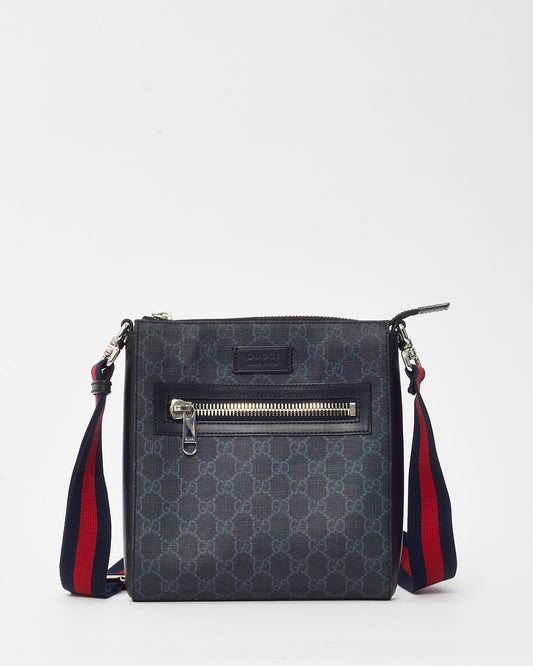 Gucci Black Monogram GG Supreme Canvas Small Messenger Bag