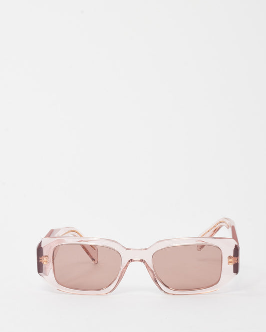 Prada Pink Lucite SPR 17W Square Triangle Logo Sunglasses