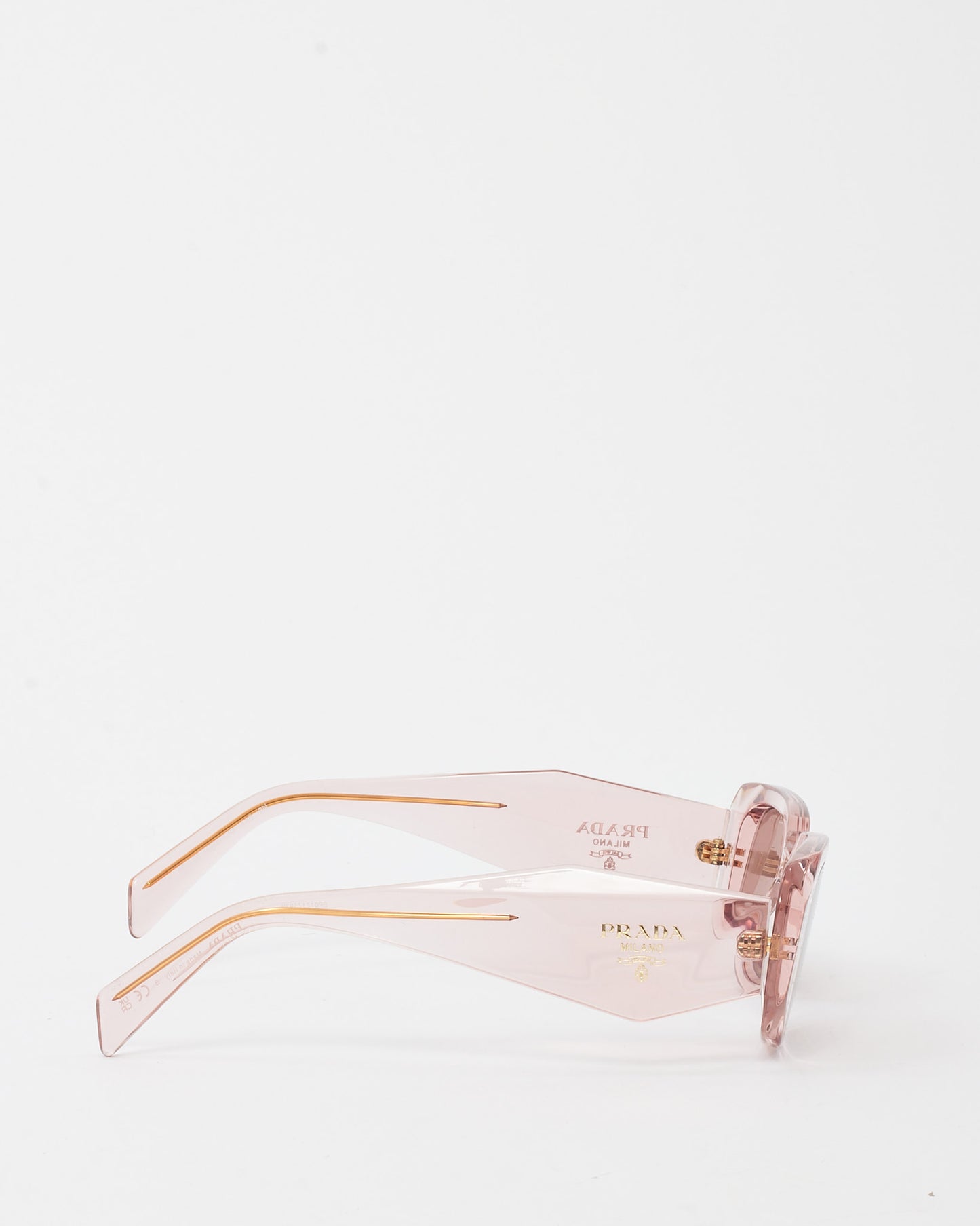 Prada Pink Lucite SPR 17W Square Triangle Logo Sunglasses