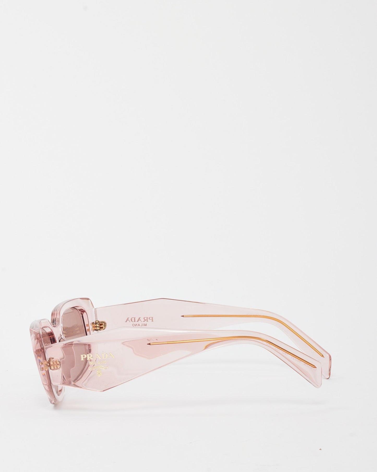 Prada Pink Lucite SPR 17W Square Triangle Logo Sunglasses