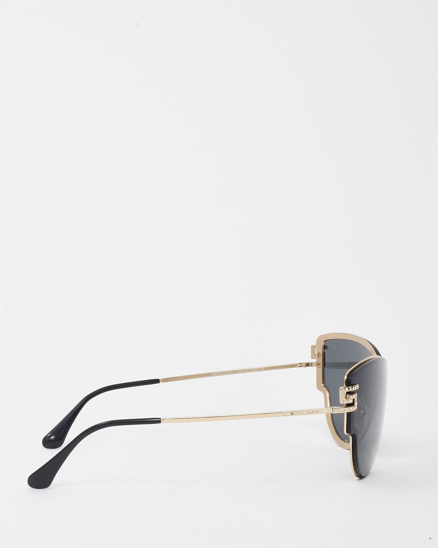 Versace Black and Gold Rhinestone Detail MOD 2172/B Shield Sunglasses