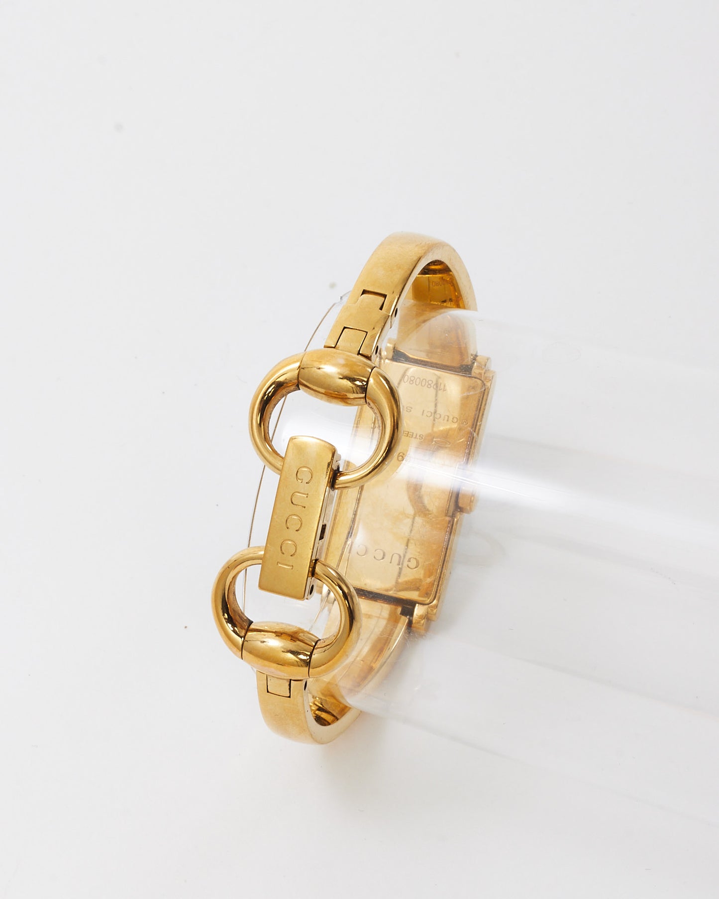 Gucci Gold Plated Black Dial G-Line 109 Bangle Watch