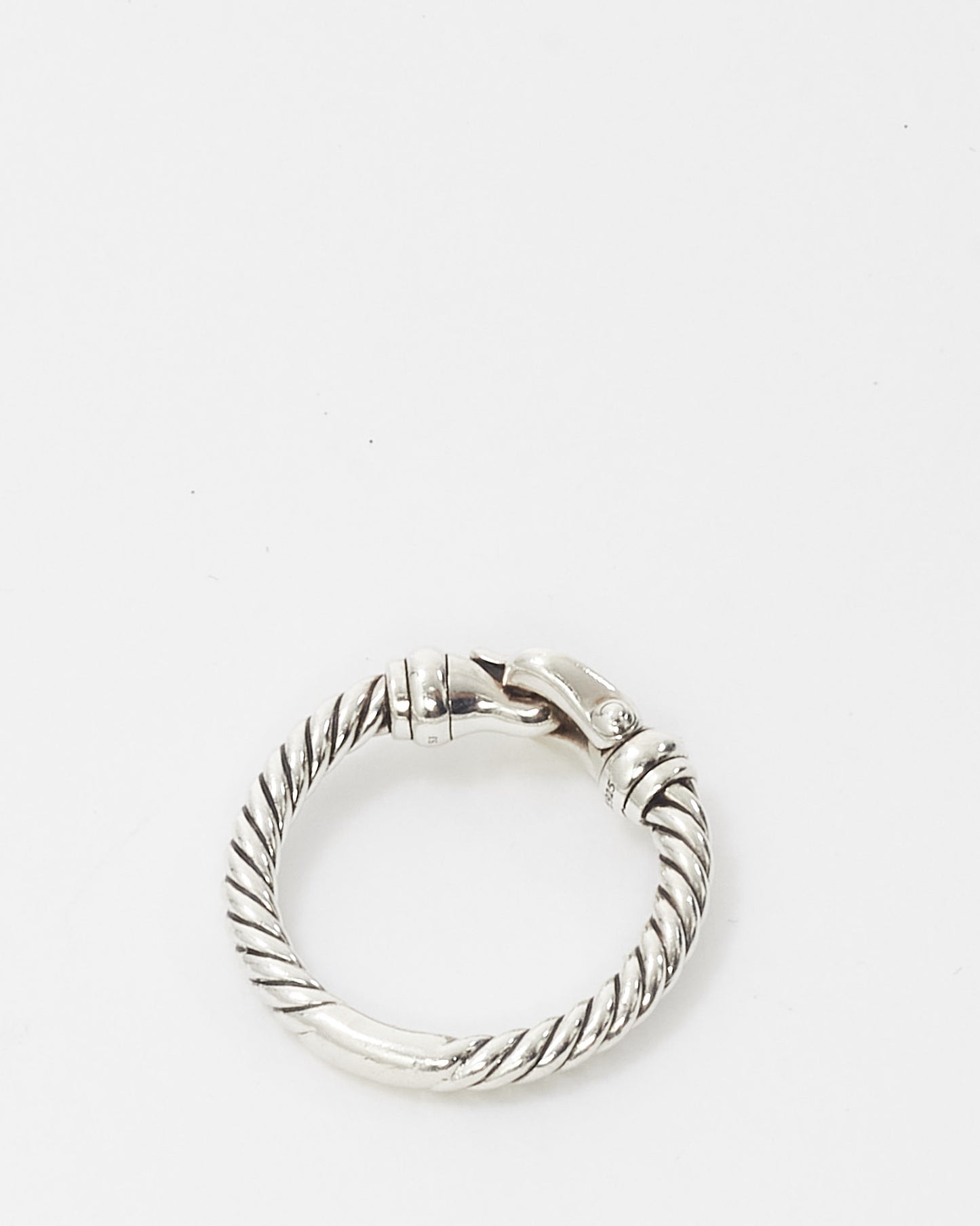 David Yurman Sterling Silver with Diamonds Cable Loop Band Ring - 4.5