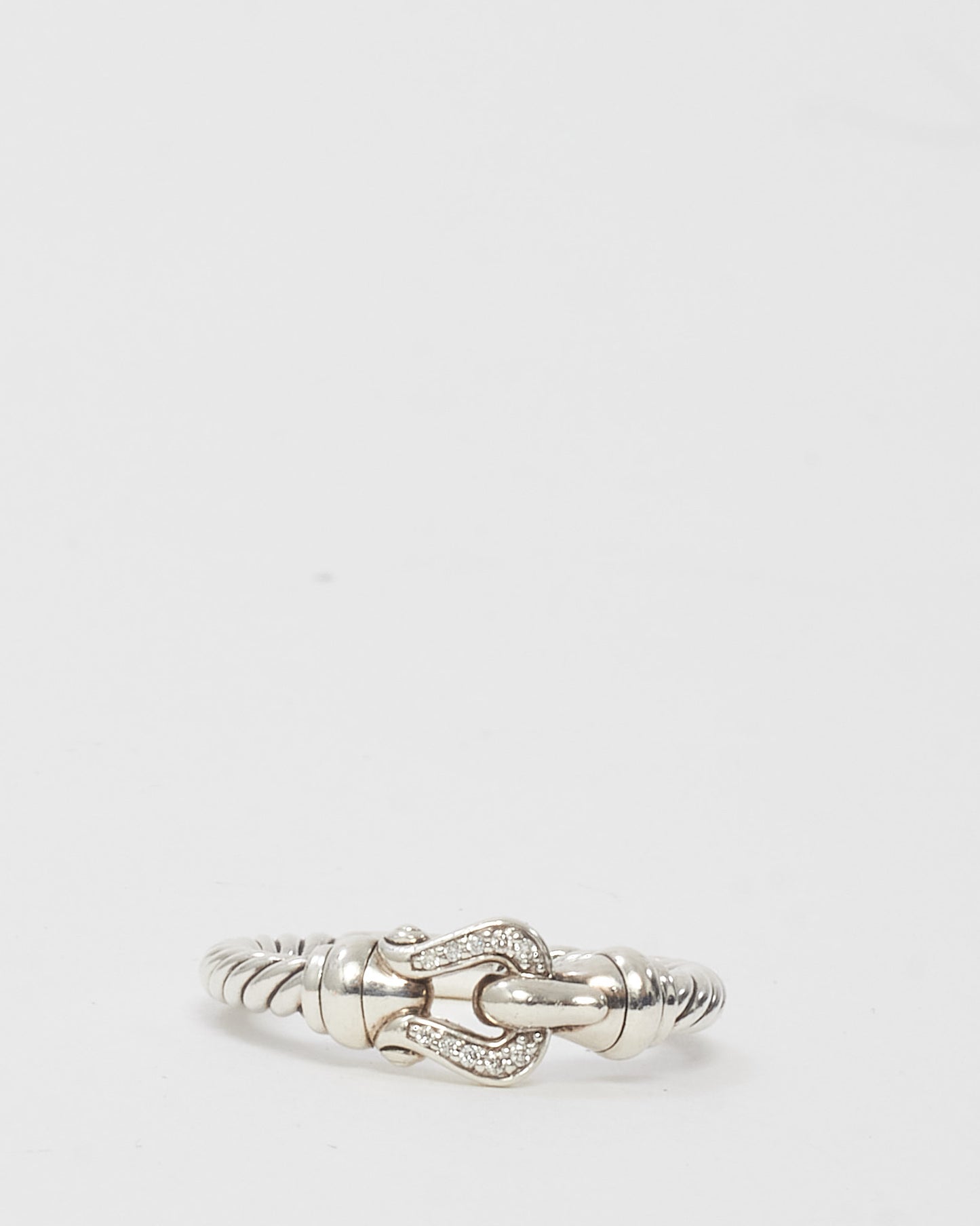 David Yurman Sterling Silver with Diamonds Cable Loop Band Ring - 4.5