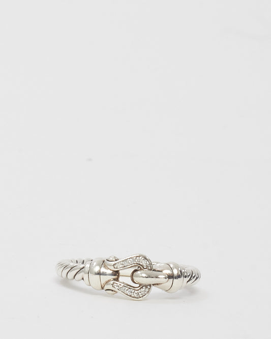 David Yurman Sterling Silver with Diamonds Cable Loop Band Ring - 4.5