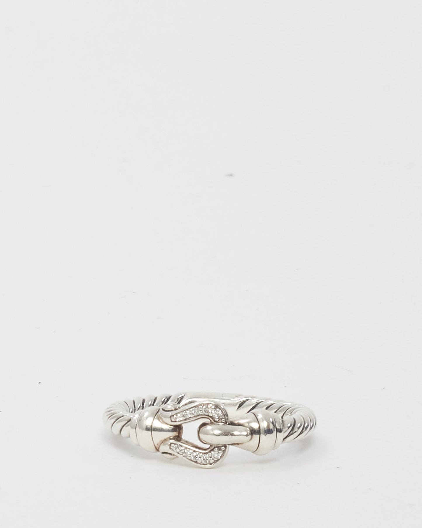 David Yurman Sterling Silver with Diamonds Cable Loop Band Ring - 4.5