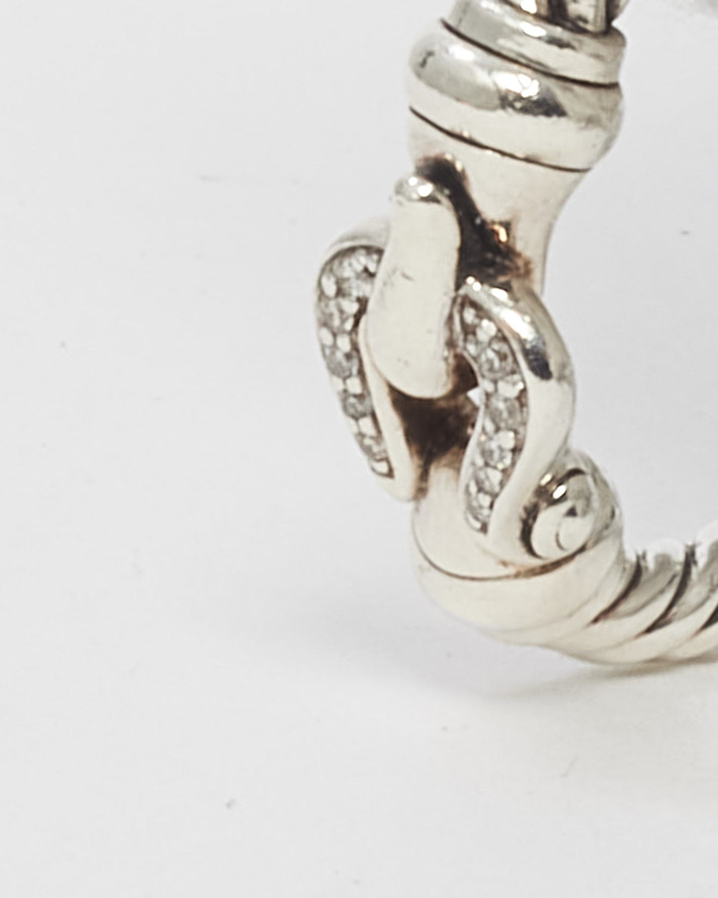 David Yurman Sterling Silver with Diamonds Cable Loop Band Ring - 4.5