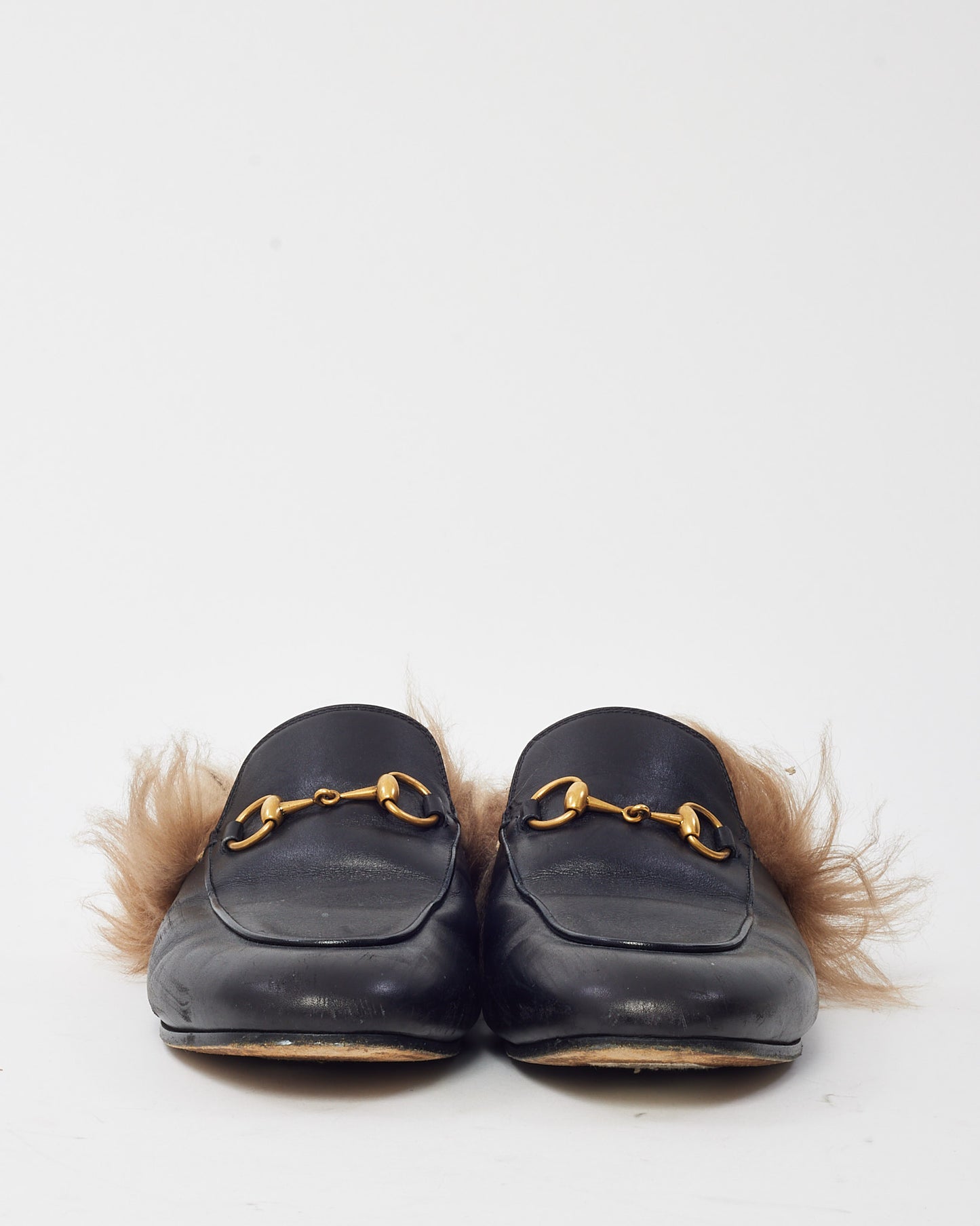 Gucci Black Calfskin Leather Horsebit Fur Slip On Princetown Slippers - 37