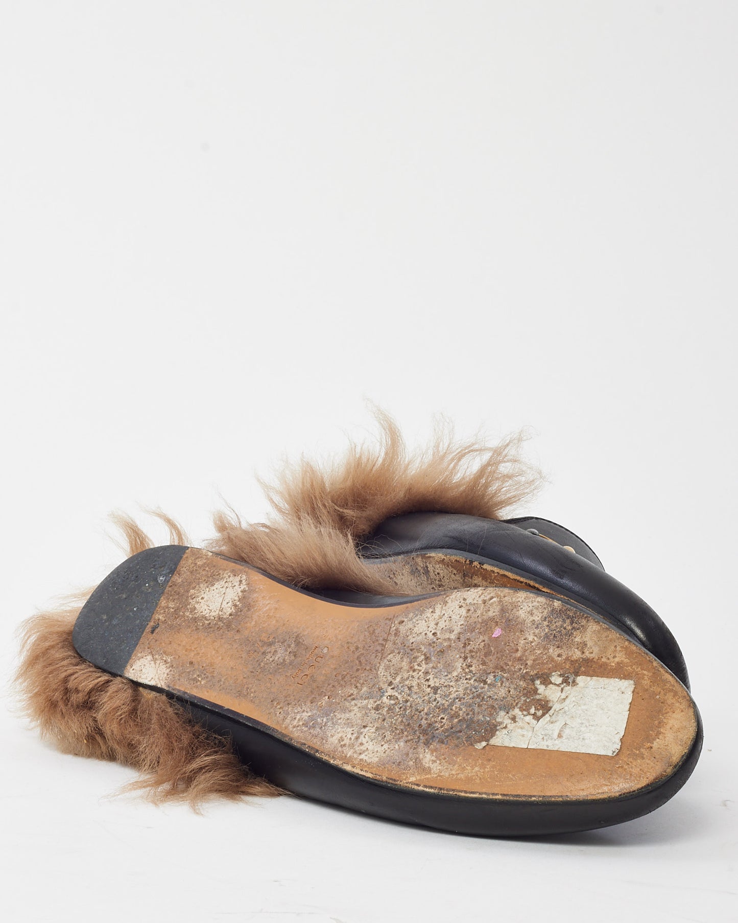 Gucci Black Calfskin Leather Horsebit Fur Slip On Princetown Slippers - 37