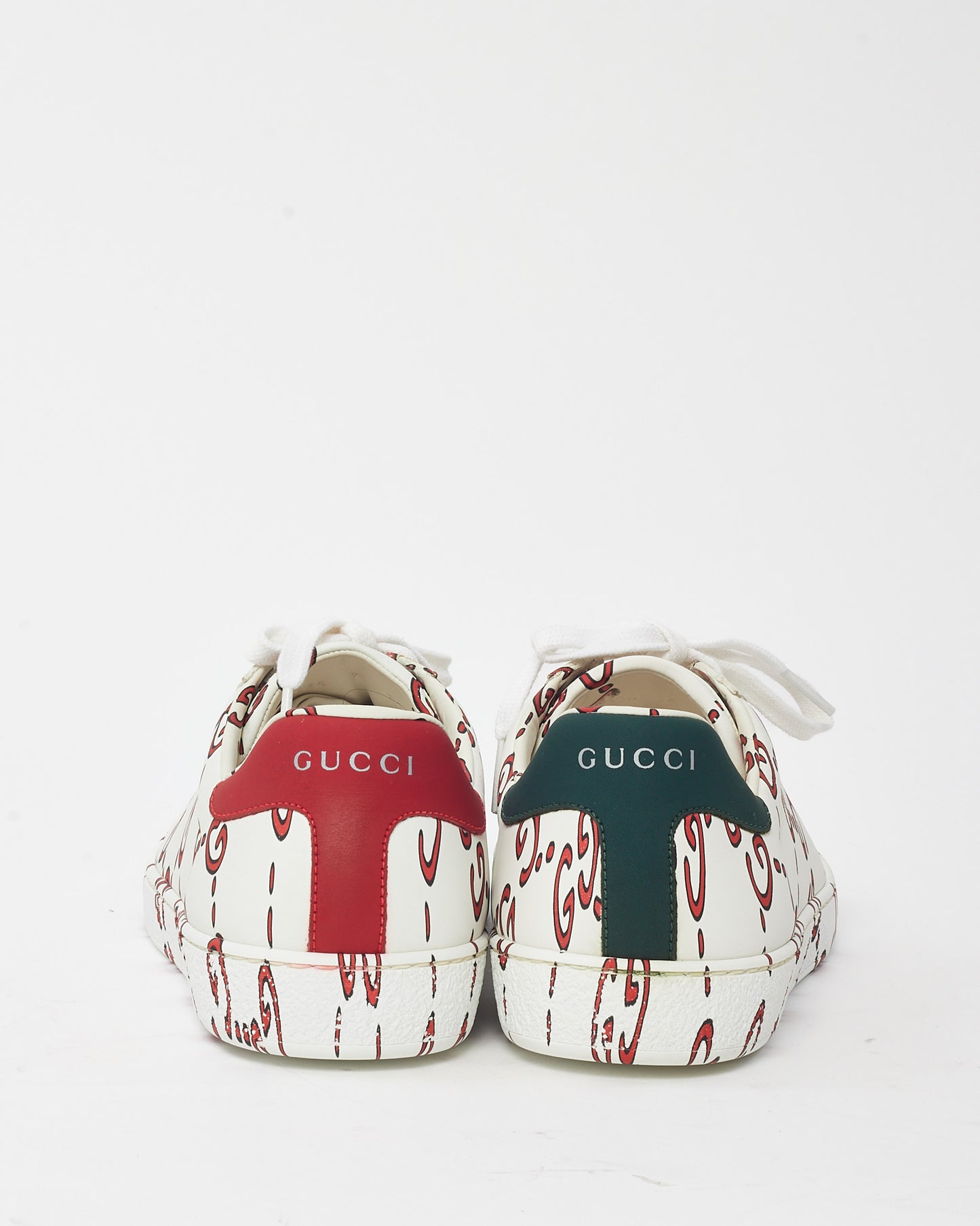 Gucci Men's White Leather Red GG Print Ace Sneakers - 7 MEN