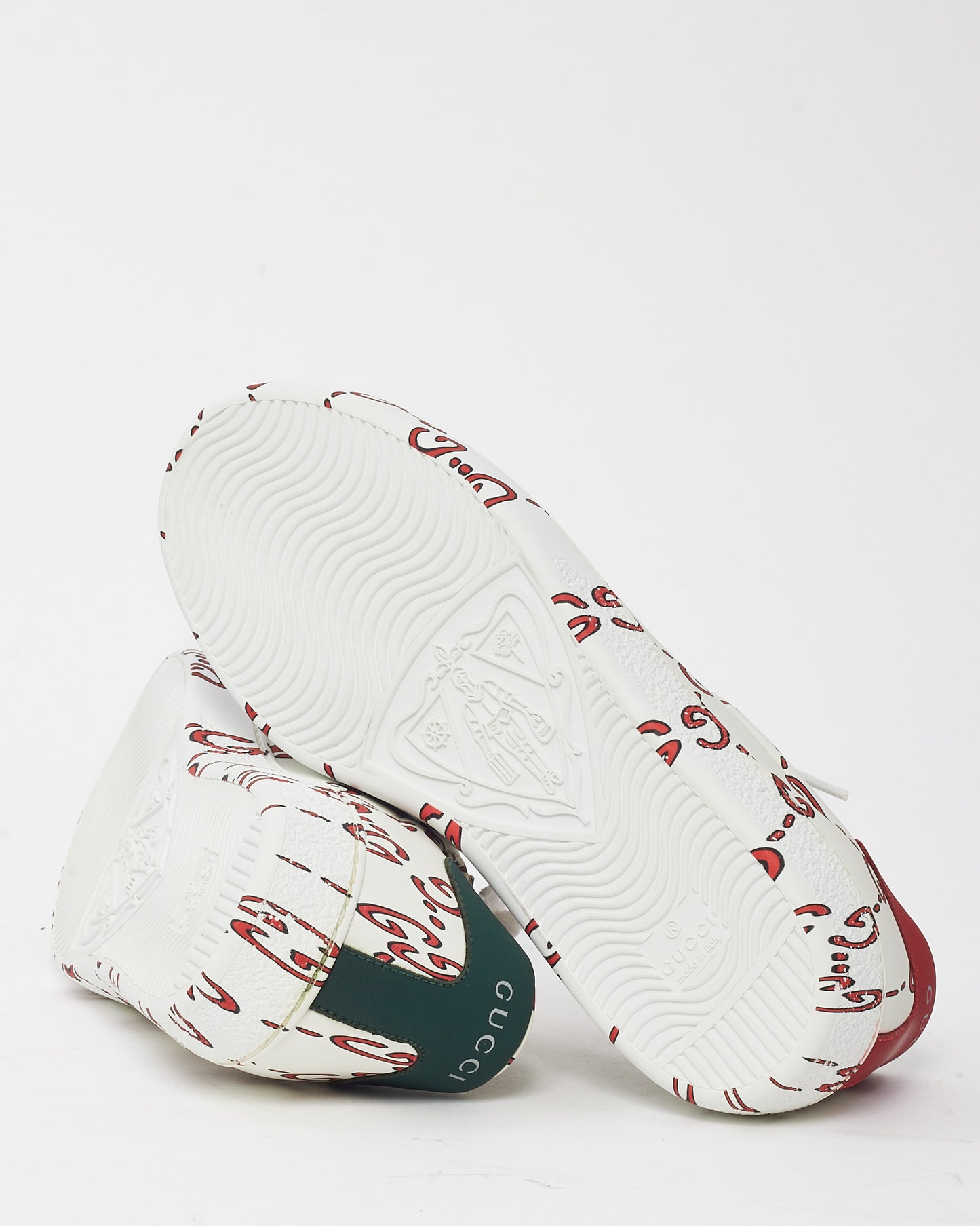 Gucci Men's White Leather Red GG Print Ace Sneakers - 7 MEN