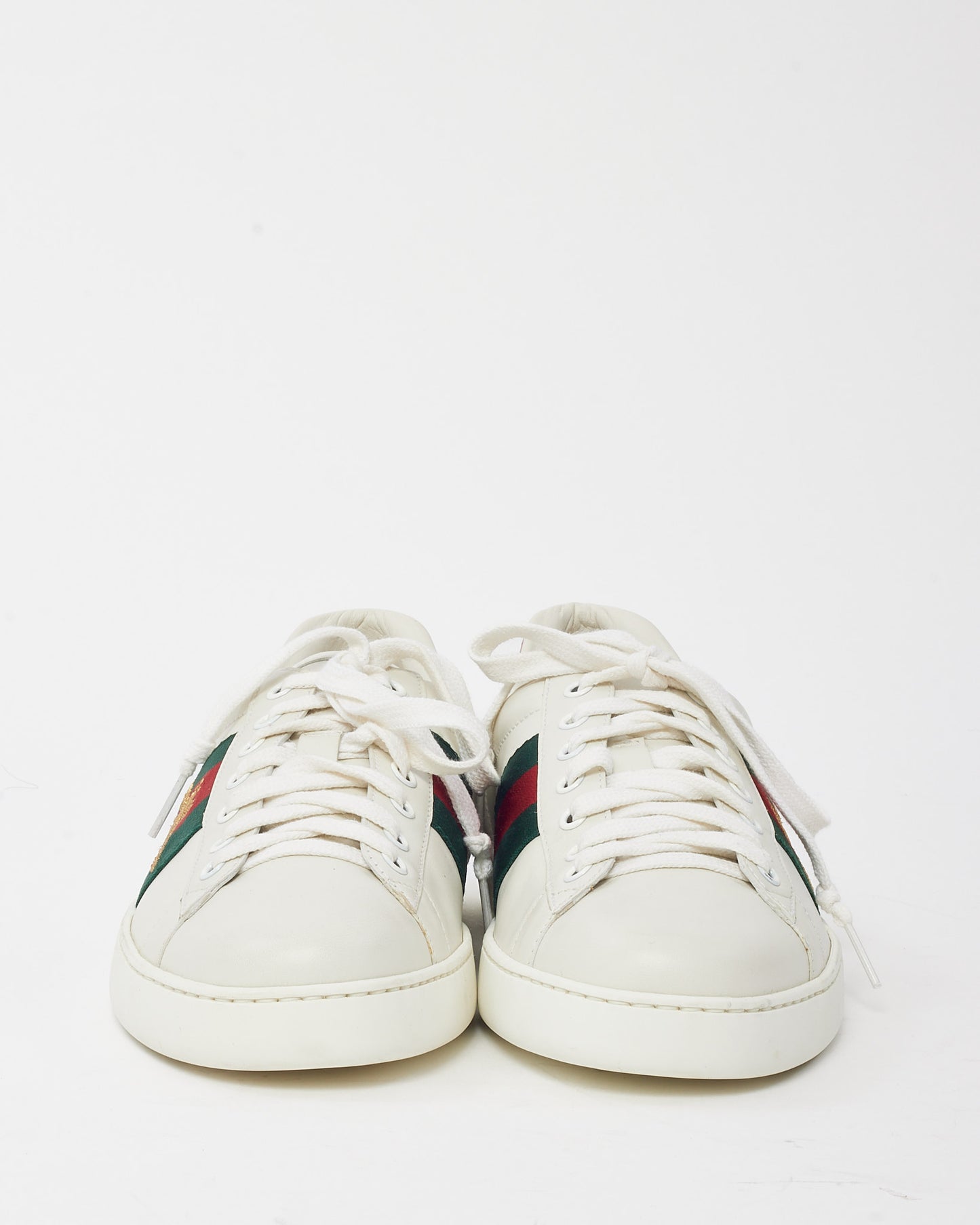 Gucci Men's White Leather Web Bee Ace Sneakers - 7 MEN