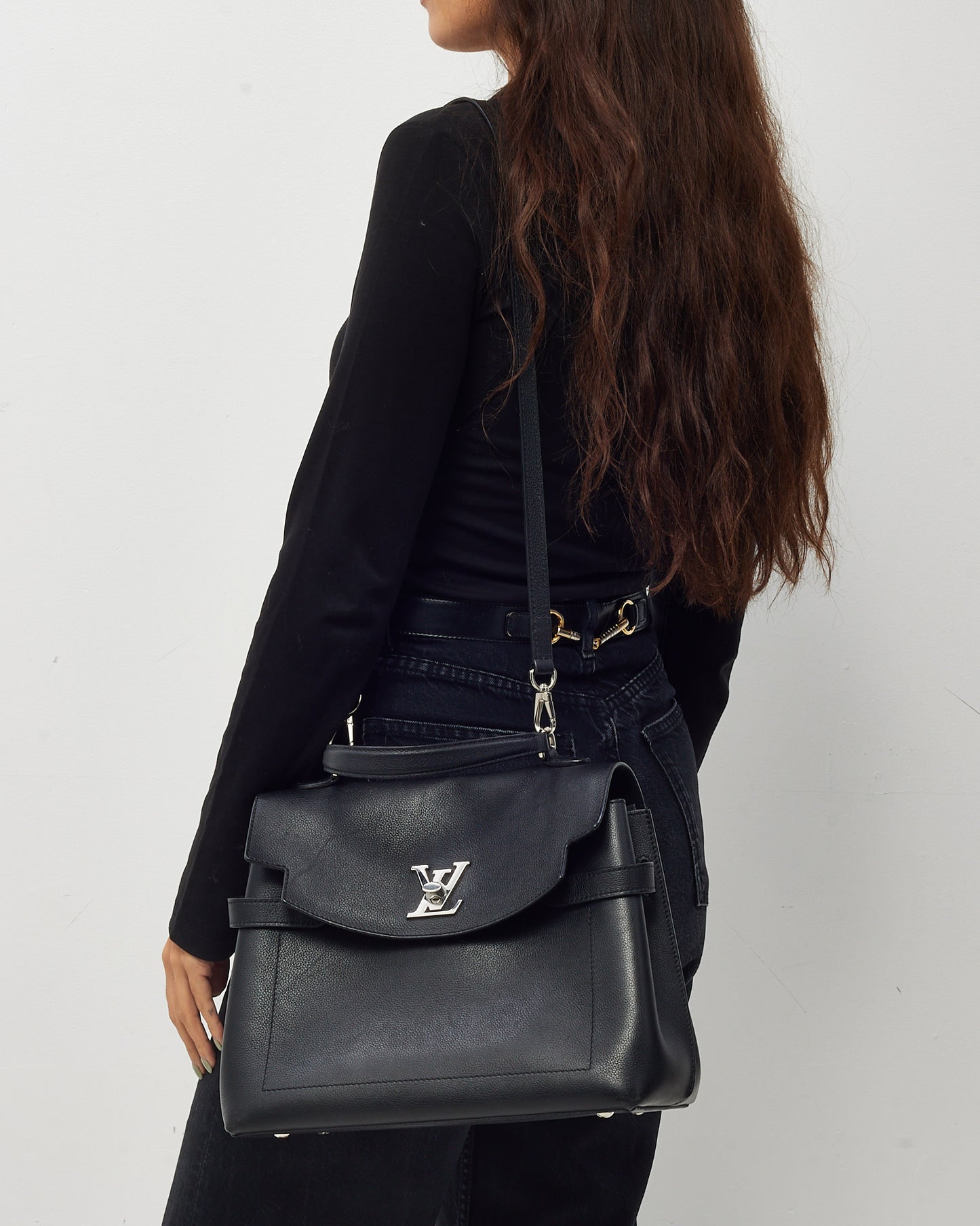 Louis Vuitton Black Soft Calf Leather Lockme Ever MM 2Way Bag with Strap