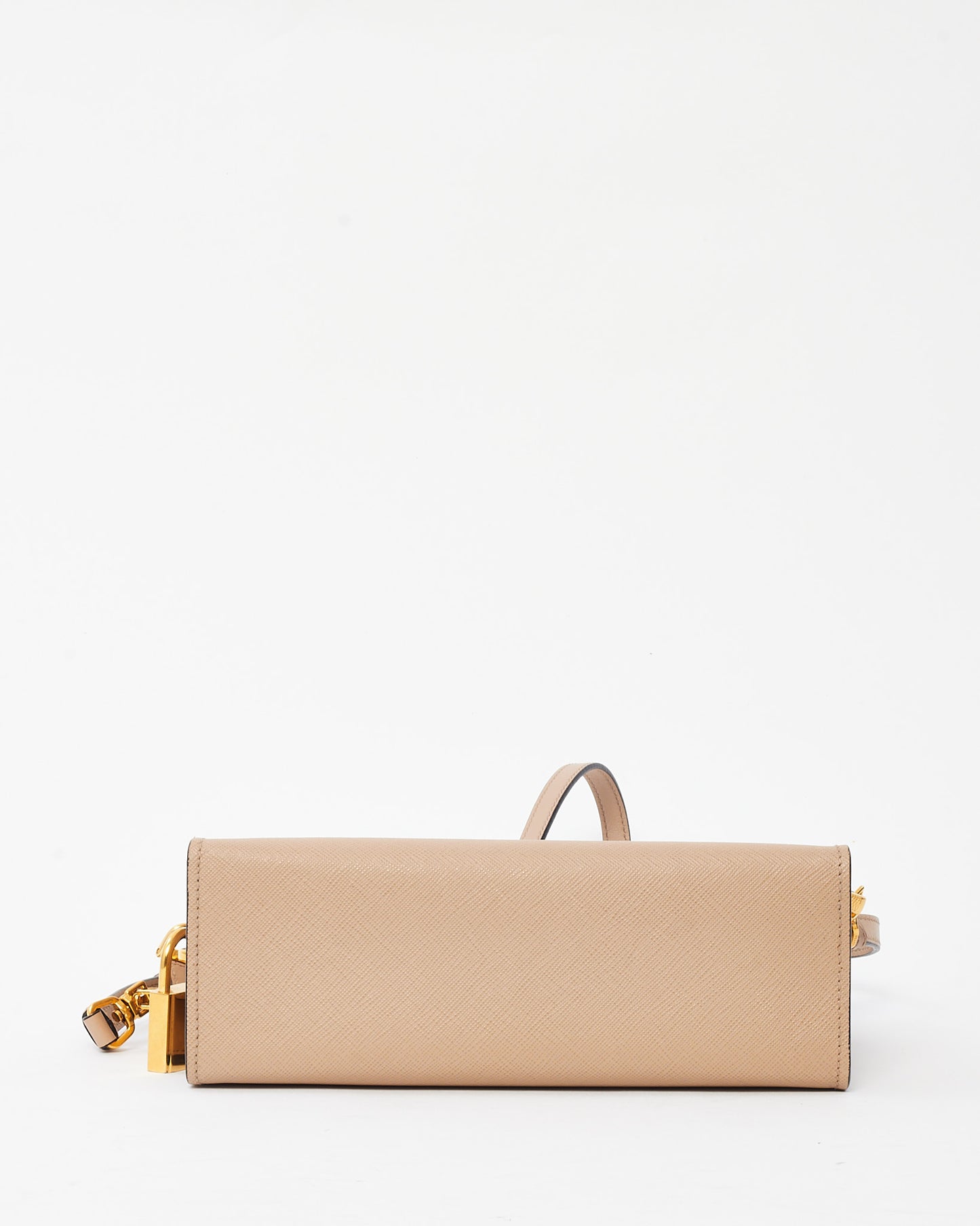 Prada Beige Cipria Saffiano and City Calf Leather Logo Bandoliera Crossbody Bag