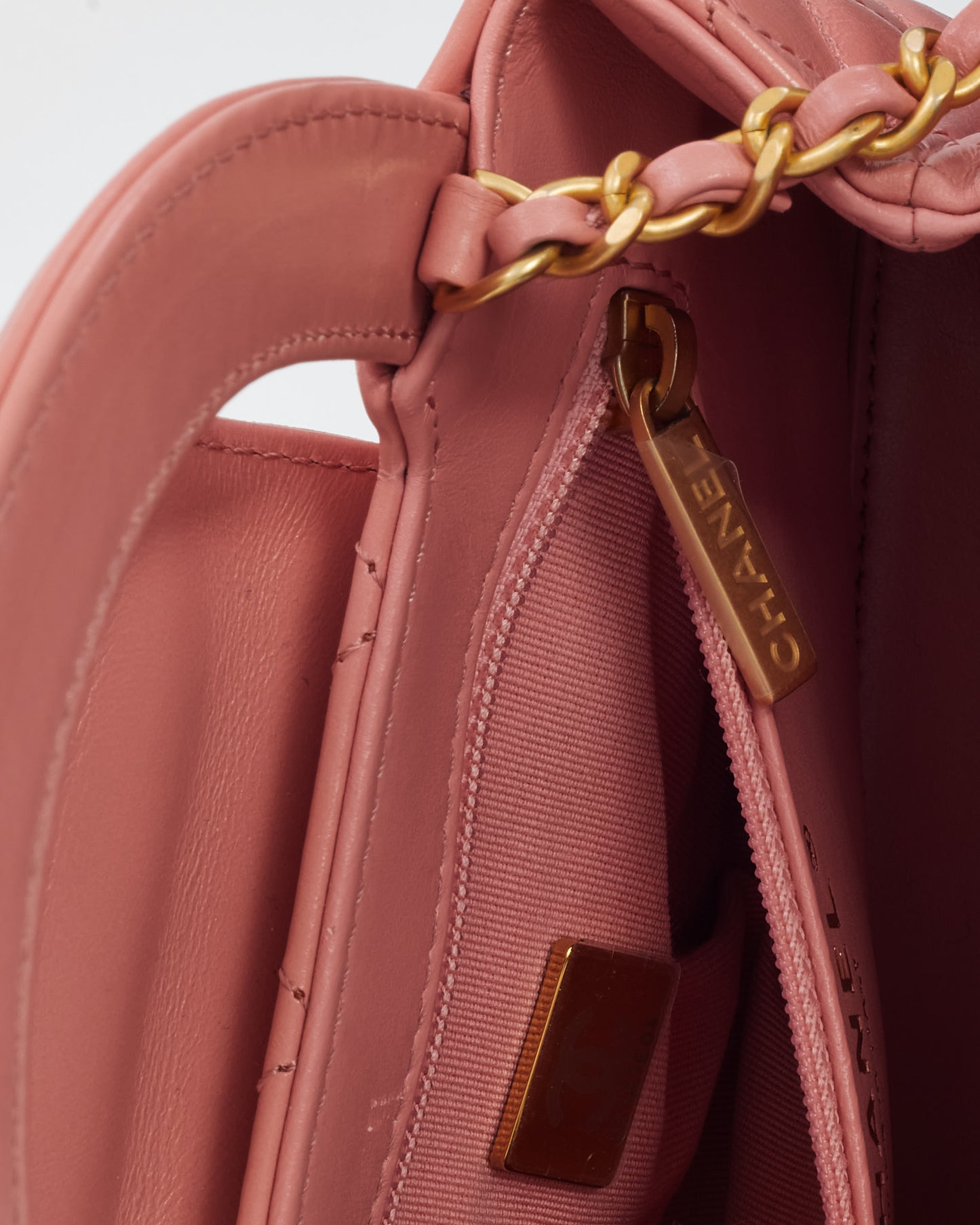 Chanel Coral Pink Shiny Aged Quilted Calfskin Leather Nano Kelly Shopper Crossbody GHW