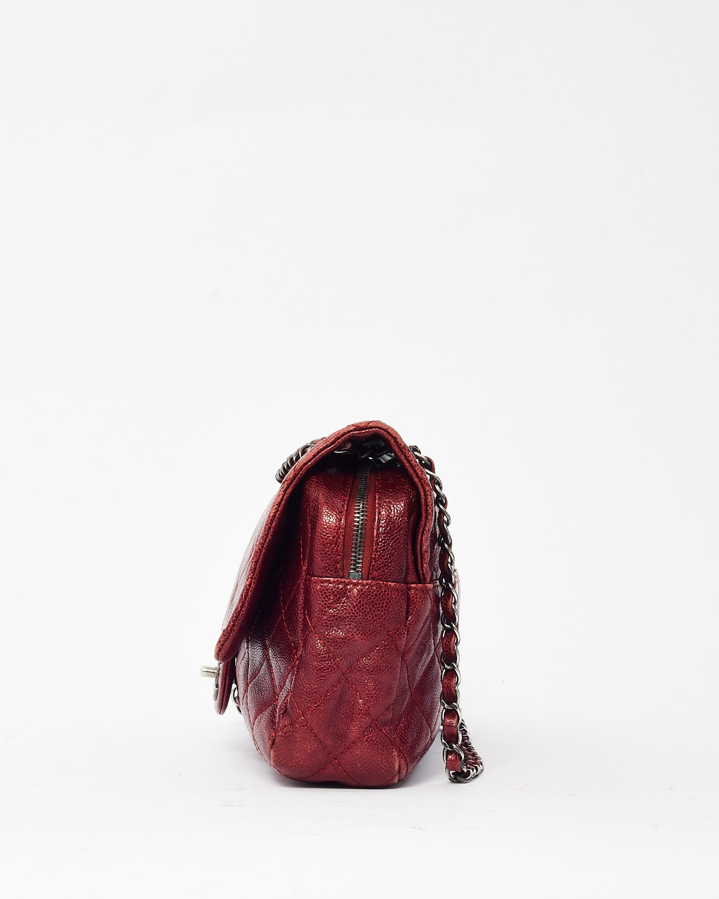 Chanel Burgundy Red Quilted Caviar Leather Jumbo Easy Flap Shoulder Bag SHW